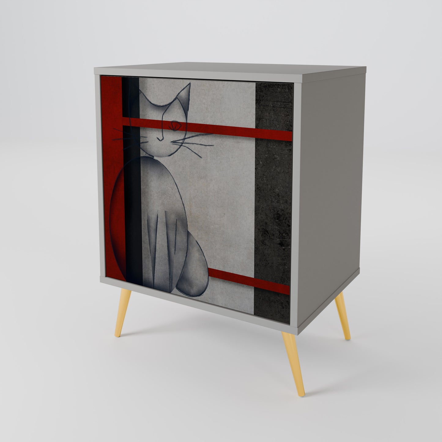 GRAY FIGURES 1-Door Sideboard in Grey Finish