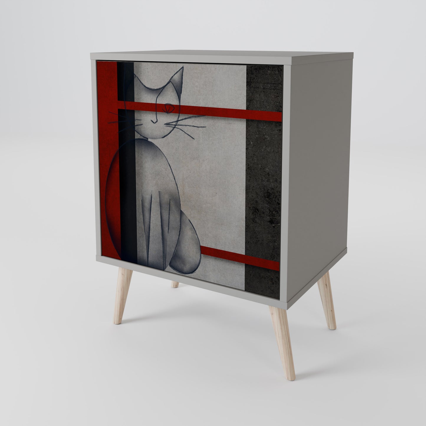 GRAY FIGURES 1-Door Sideboard in Grey Finish
