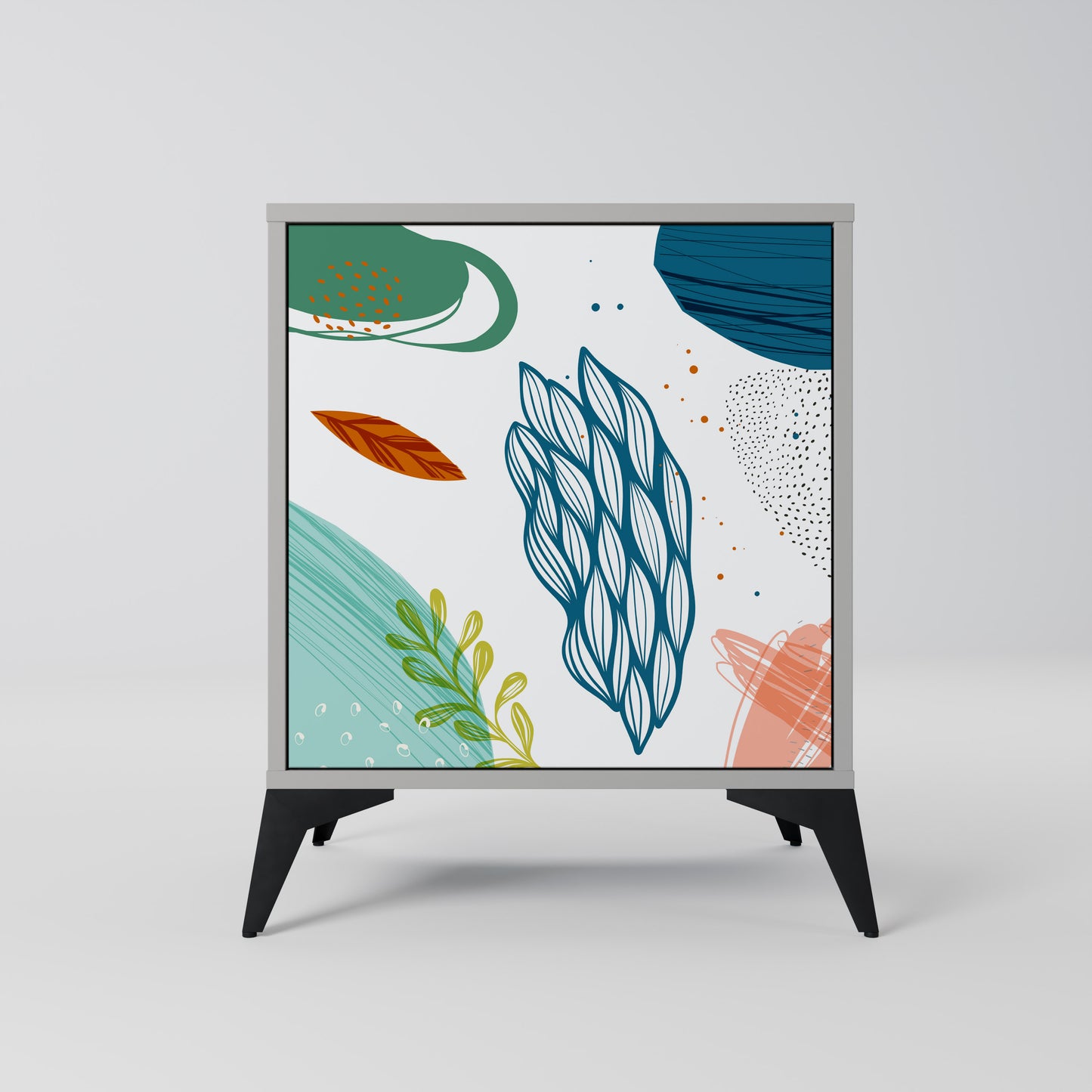 BOTANICAL HURRICANE 1-Door Sideboard in Grey Finish