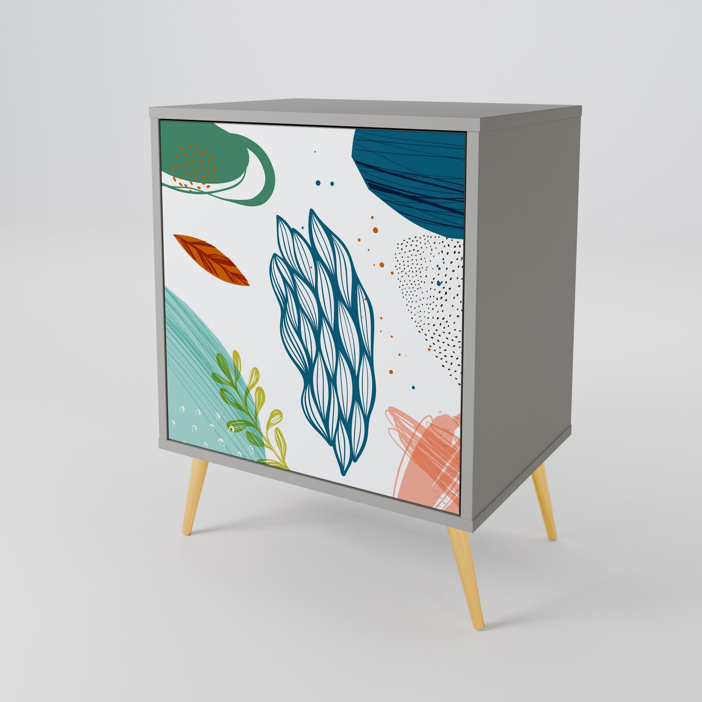 BOTANICAL HURRICANE 1-Door Sideboard in Grey Finish