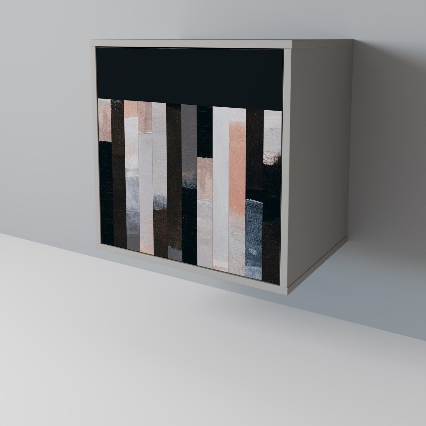 COLLAGE OF RECTANGLES 1-Door Sideboard in Grey Finish