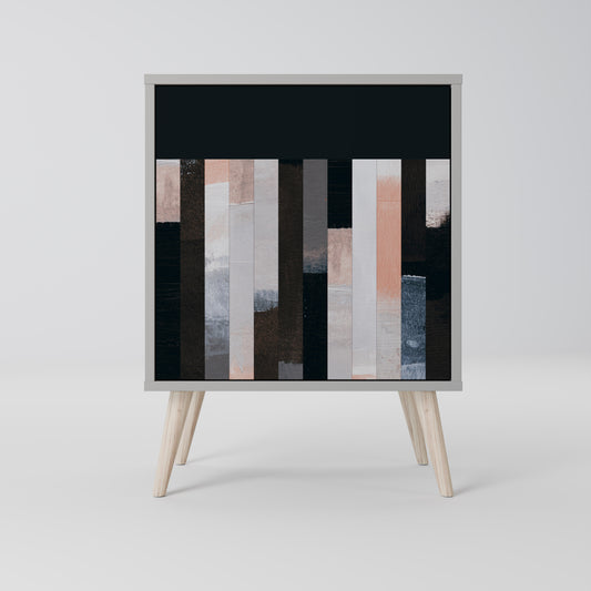 COLLAGE OF RECTANGLES 1-Door Sideboard in Grey Finish
