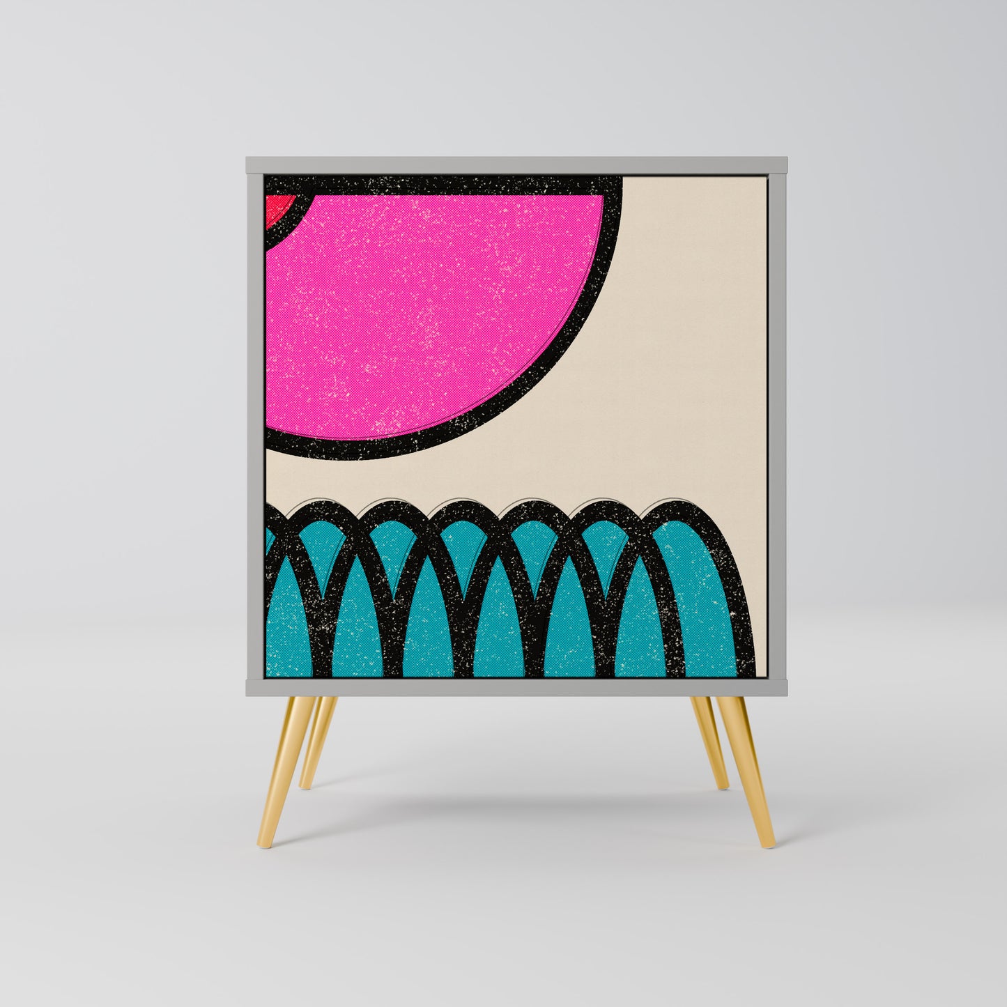 GEOMETRIC RHAPSODY 1-Door Sideboard in Grey Finish