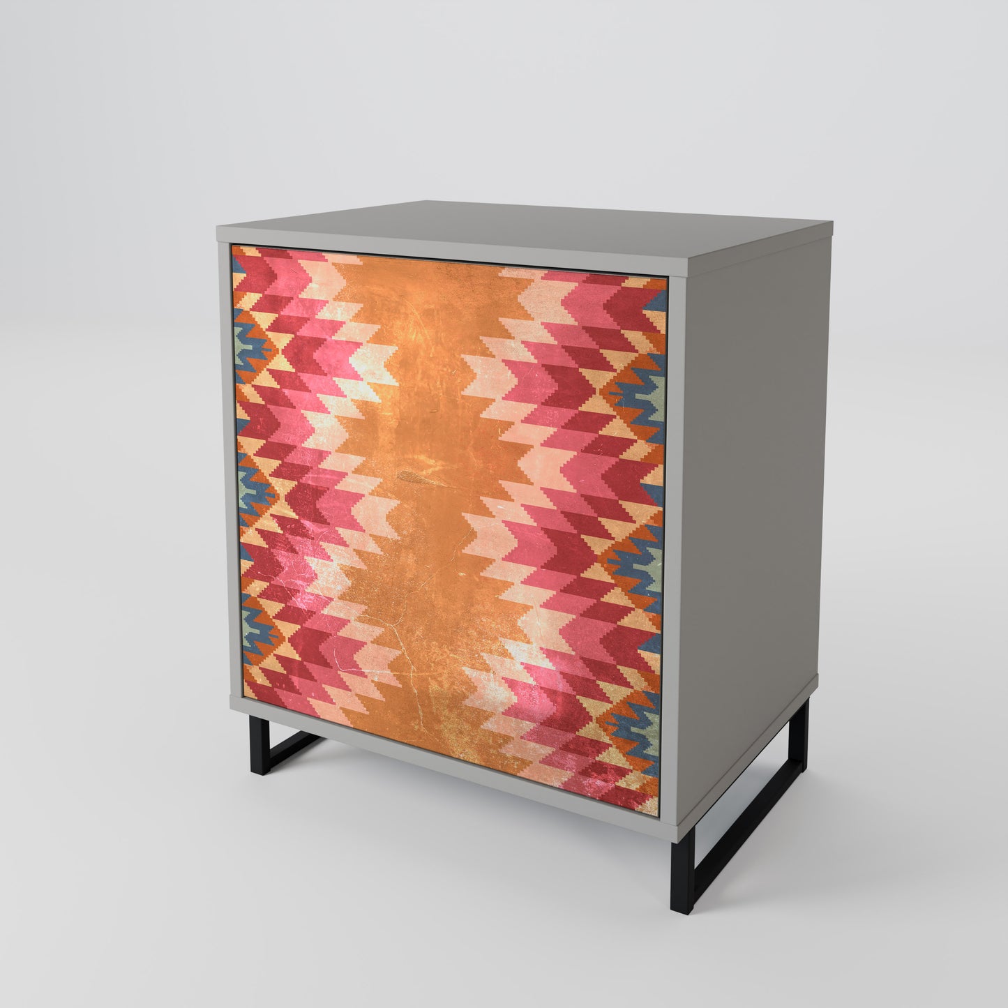 Credenza INDIAN FOLK a 1 anta con finitura grigia