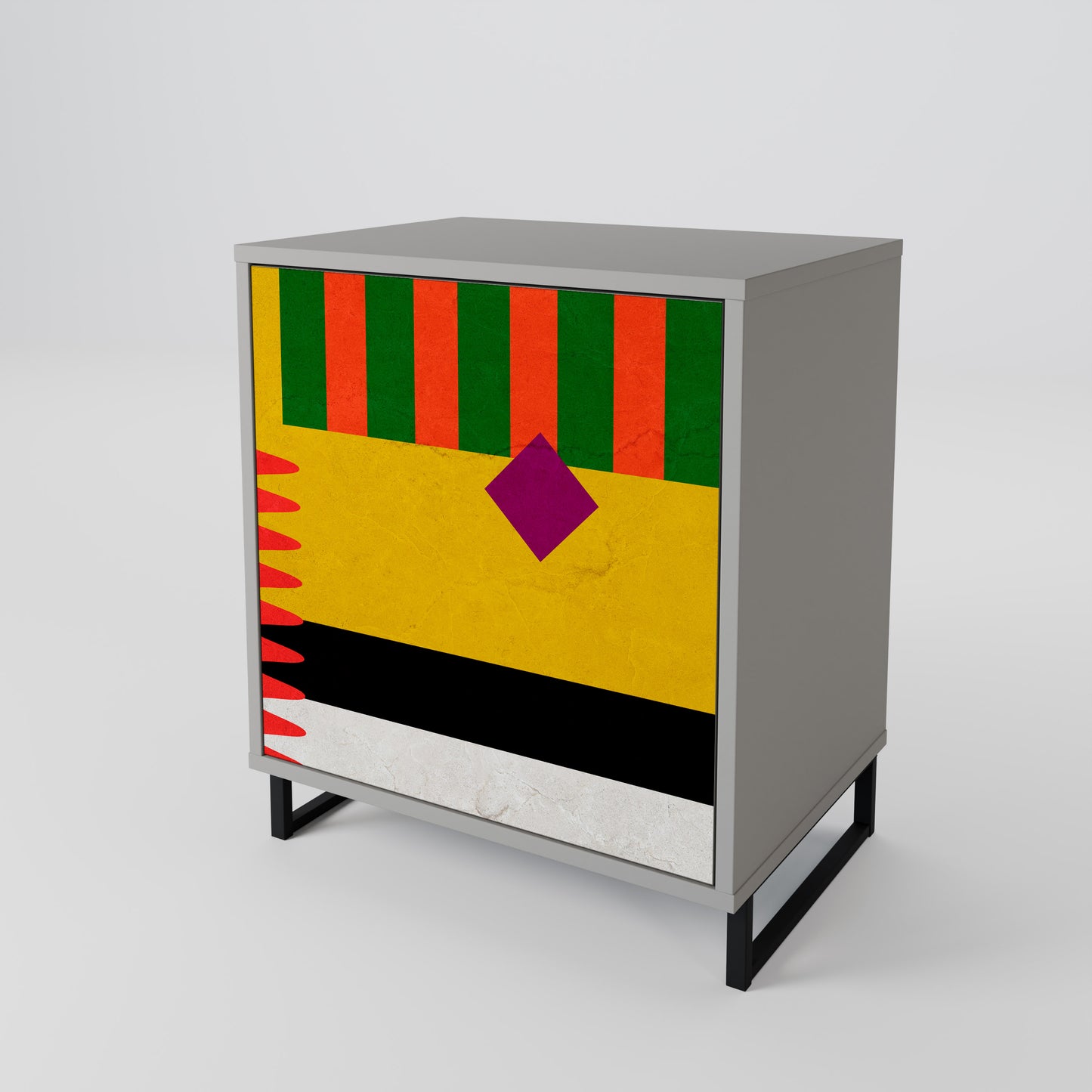 Credenza VIVID ART a 1 anta con finitura grigia