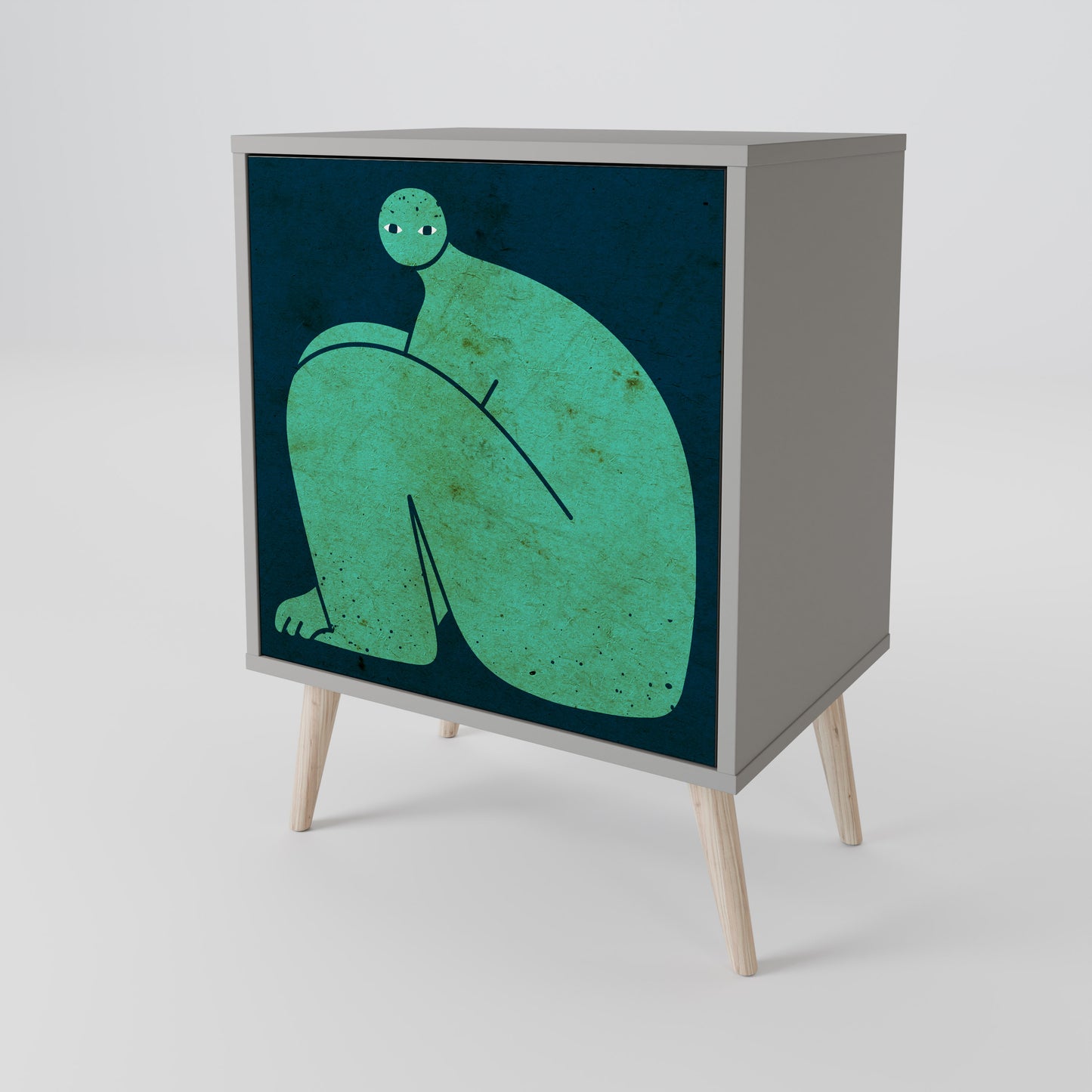 Credenza a 1 anta con finitura grigia, INSIEME MA SEPARATAMENTE