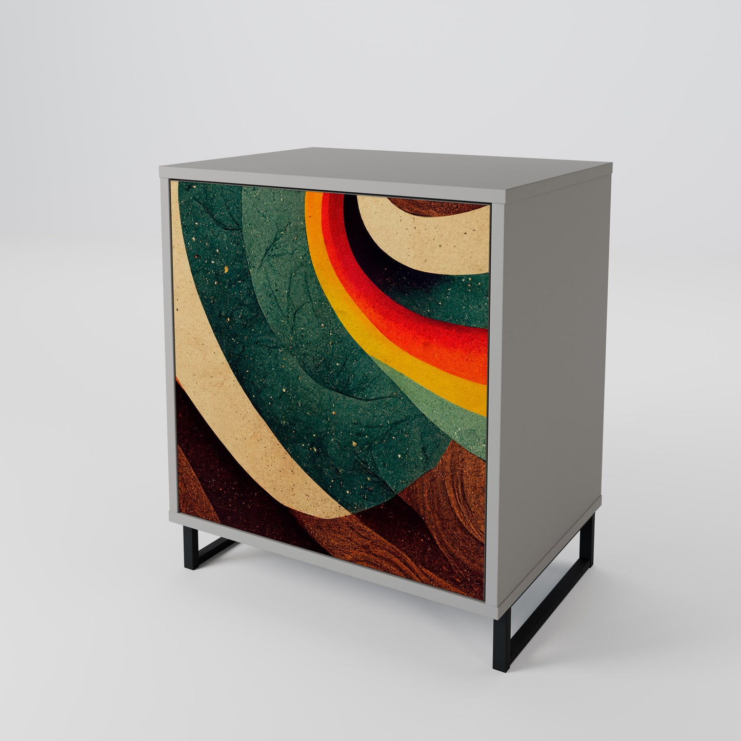 COLORFUL STRANDS 1-Door Sideboard in Grey Finish