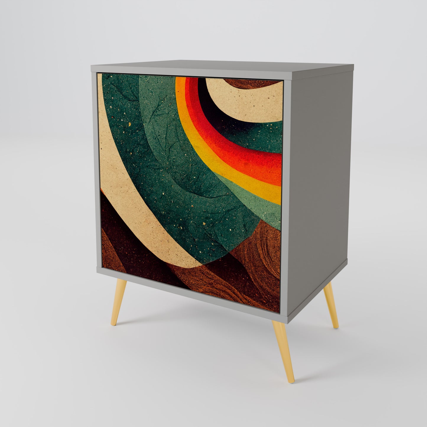 COLORFUL STRANDS 1-Door Sideboard in Grey Finish