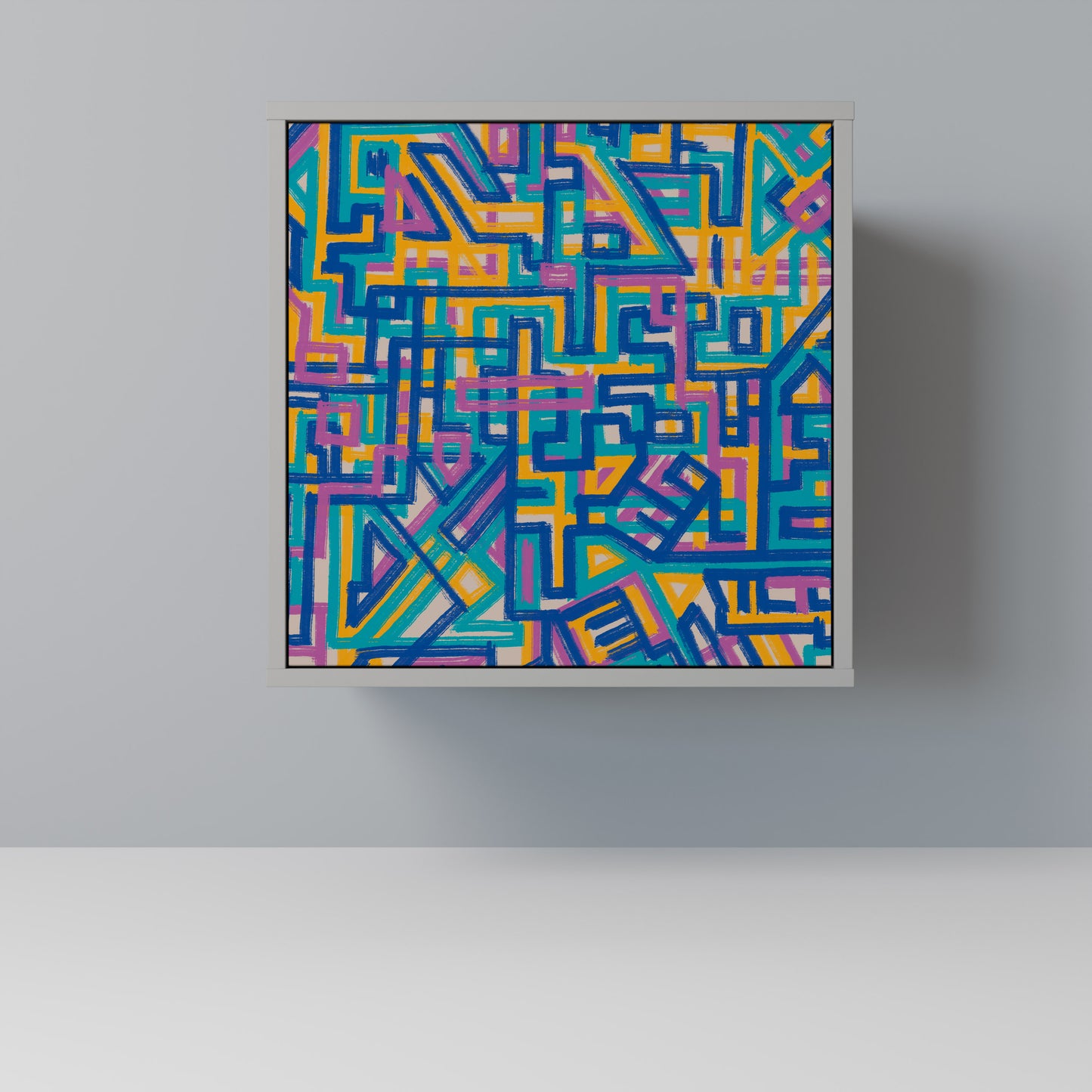 Credenza MEMORIES MAP a 1 anta con finitura grigia