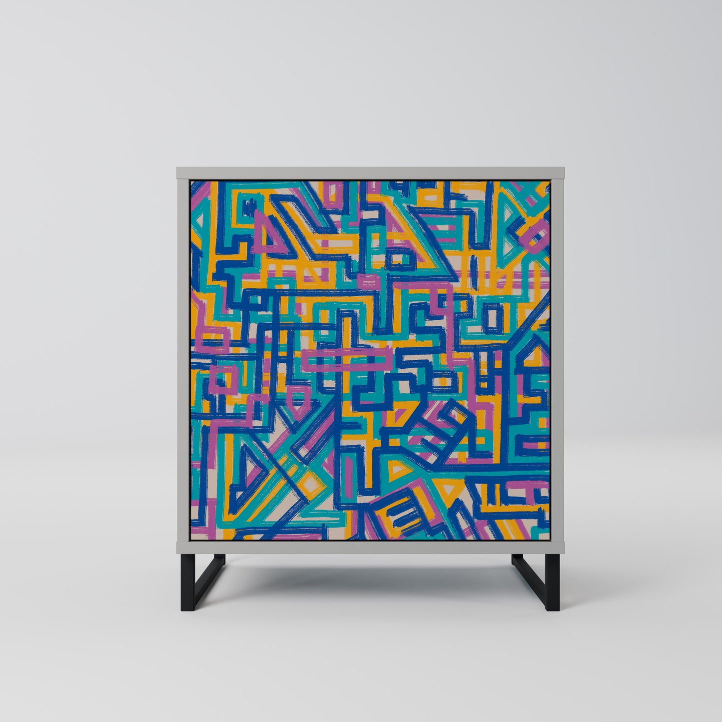 Credenza MEMORIES MAP a 1 anta con finitura grigia