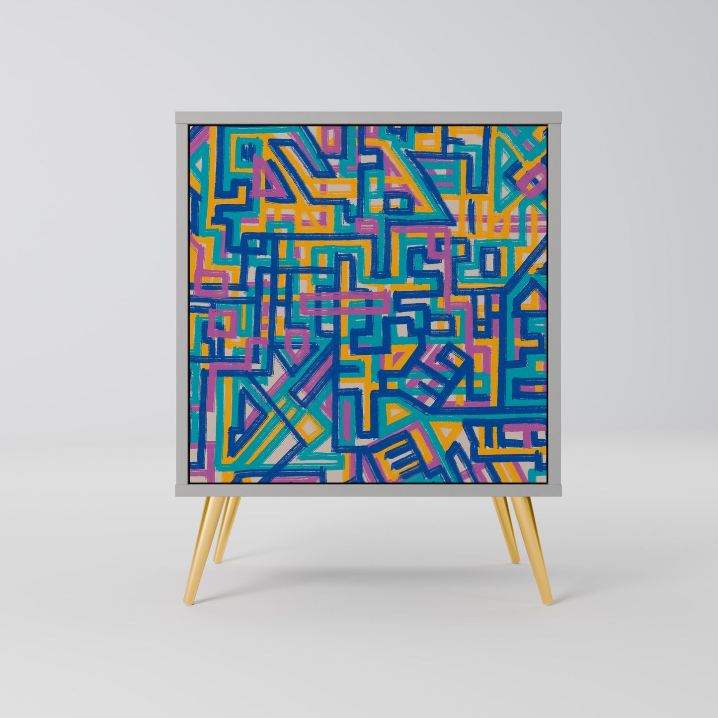 Credenza MEMORIES MAP a 1 anta con finitura grigia