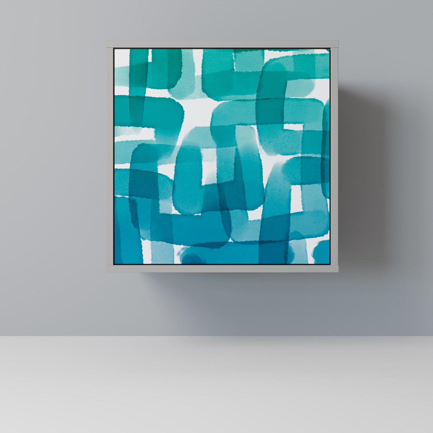 Credenza TURQUOISE RECTANGLES a 1 anta con finitura grigia