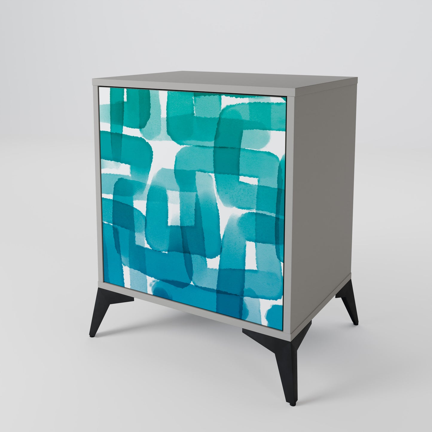 Credenza TURQUOISE RECTANGLES a 1 anta con finitura grigia