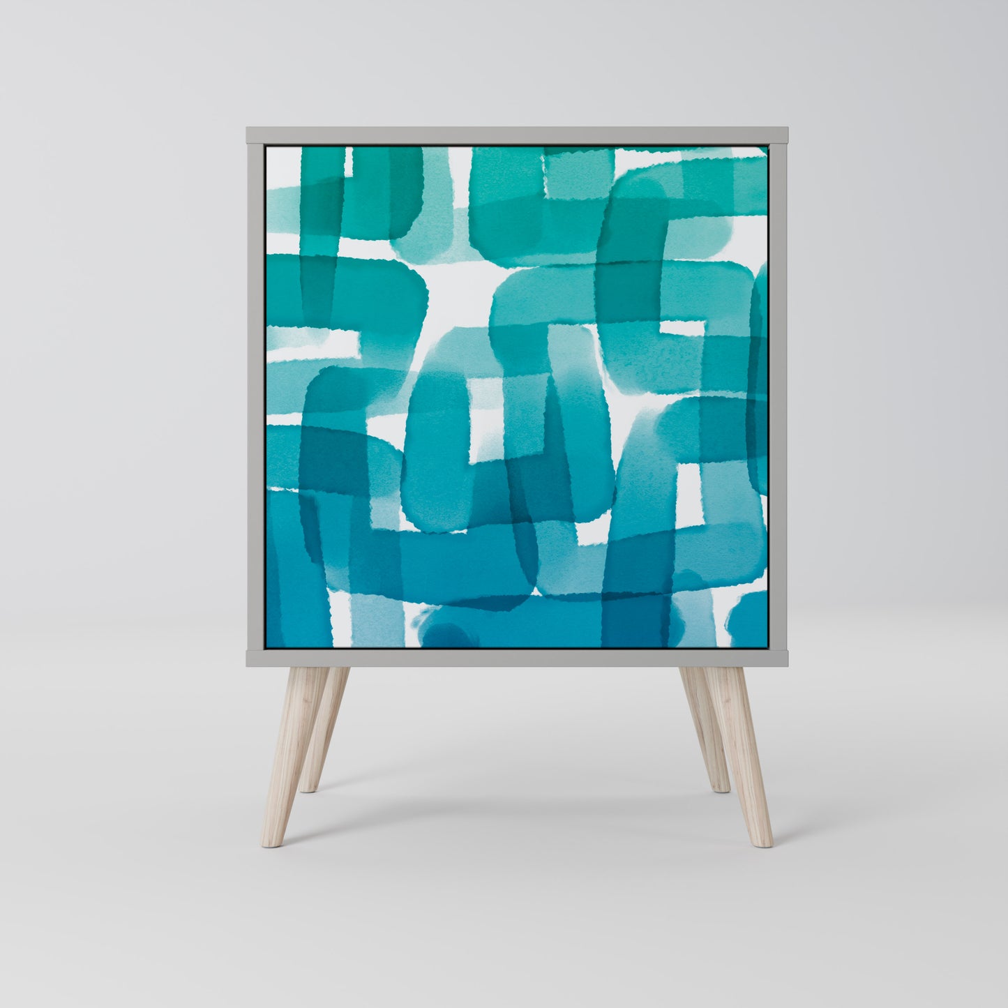 Credenza TURQUOISE RECTANGLES a 1 anta con finitura grigia