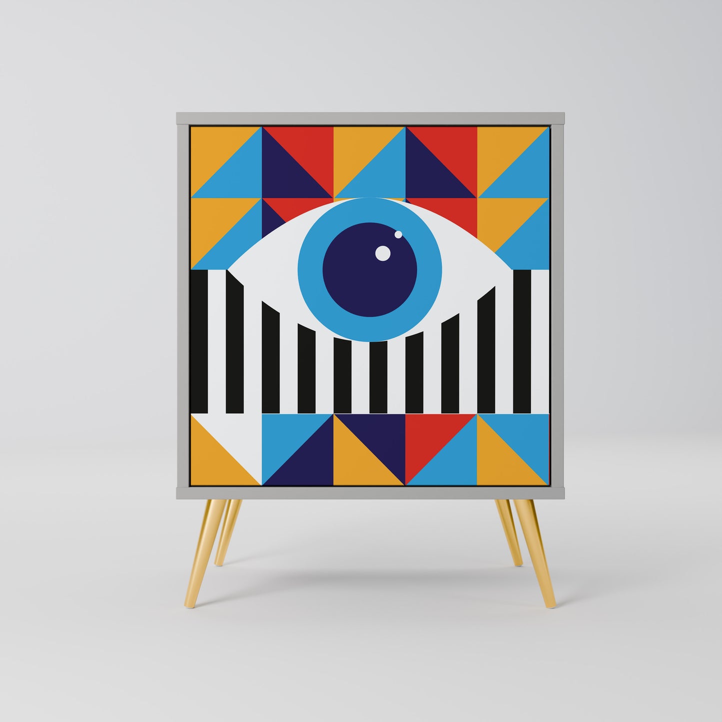 ASTRAZIONE E GEOMETRIA Credenza a 1 anta in finitura grigia