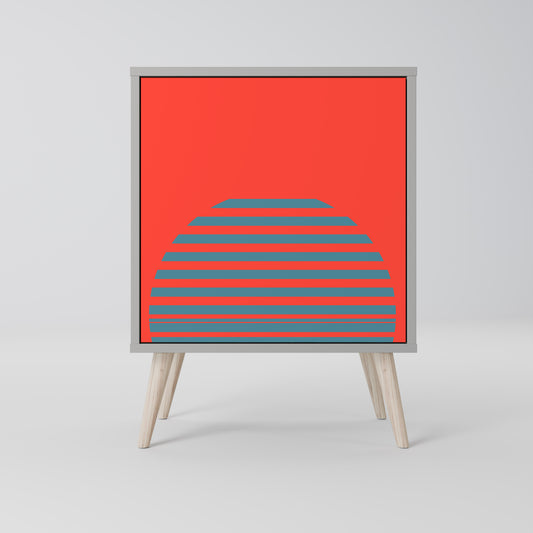 Credenza a 1 anta RISING GEOMETRY STARS in finitura grigia