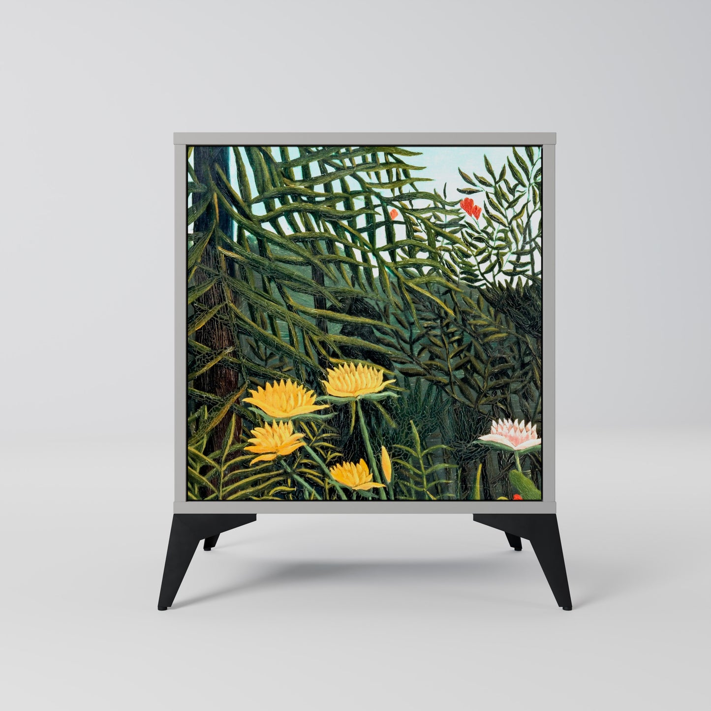 Credenza a 1 anta VIRGIN FOREST WITH SUNSET in finitura grigia