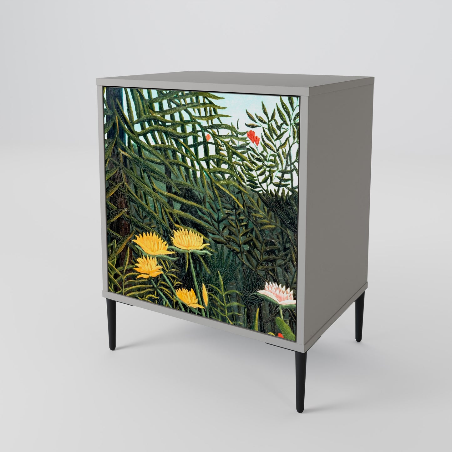 Credenza a 1 anta VIRGIN FOREST WITH SUNSET in finitura grigia