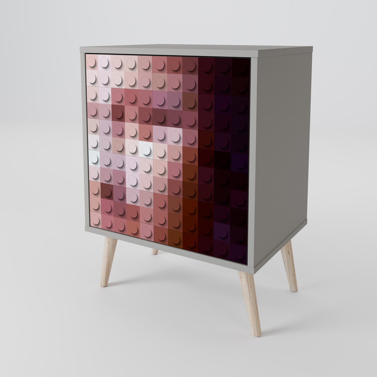 Credenza CONSTRUCTIVE ART a 1 anta con finitura grigia