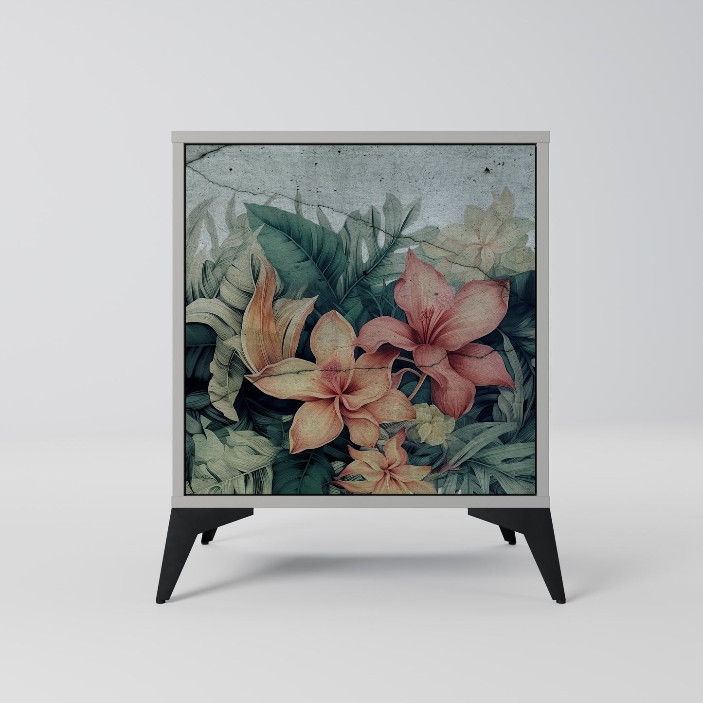 Credenza HEAVENLY BLOOM a 1 anta con finitura grigia