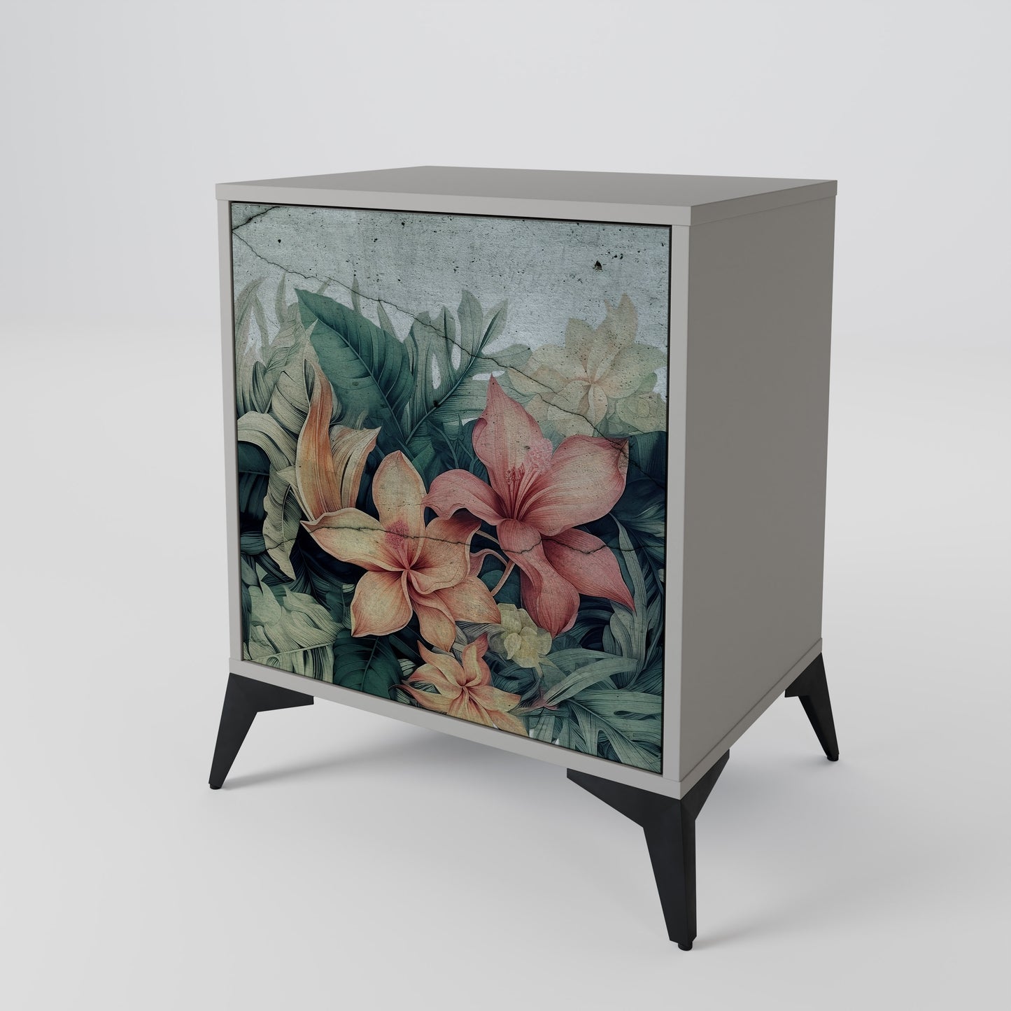 Credenza HEAVENLY BLOOM a 1 anta con finitura grigia