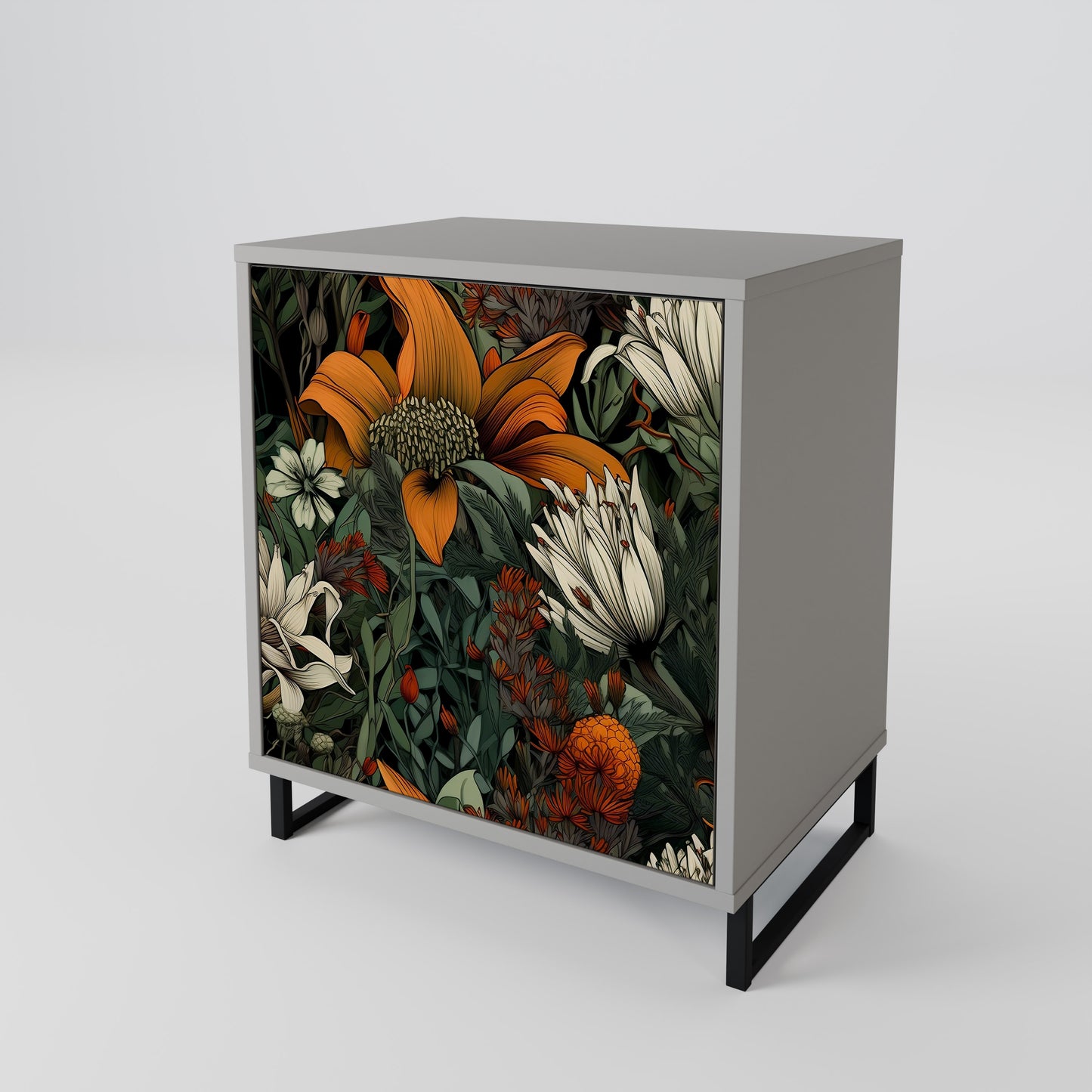 MIDNIGHT SPROUT 1-Door Sideboard in Grey Finish