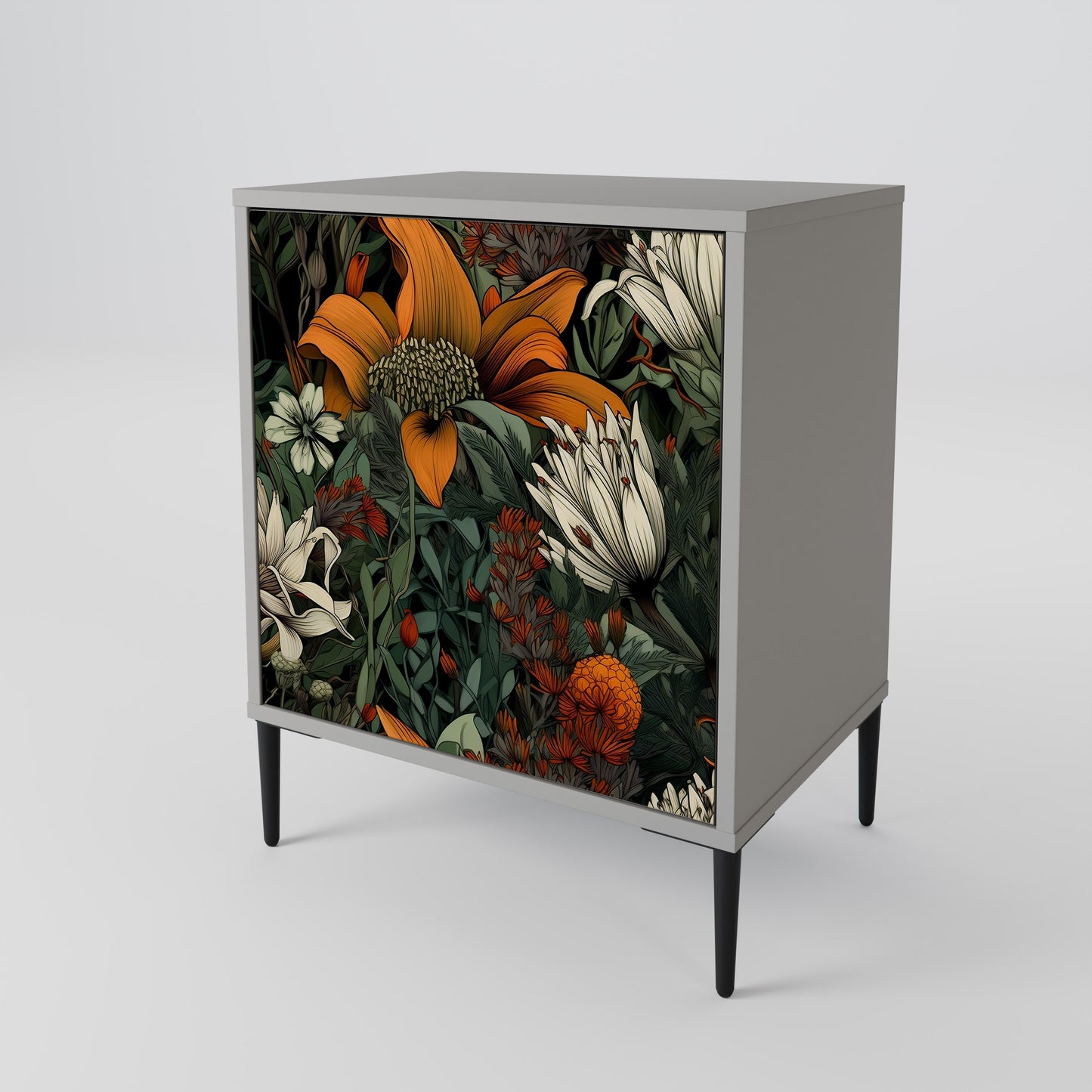 MIDNIGHT SPROUT 1-Door Sideboard in Grey Finish