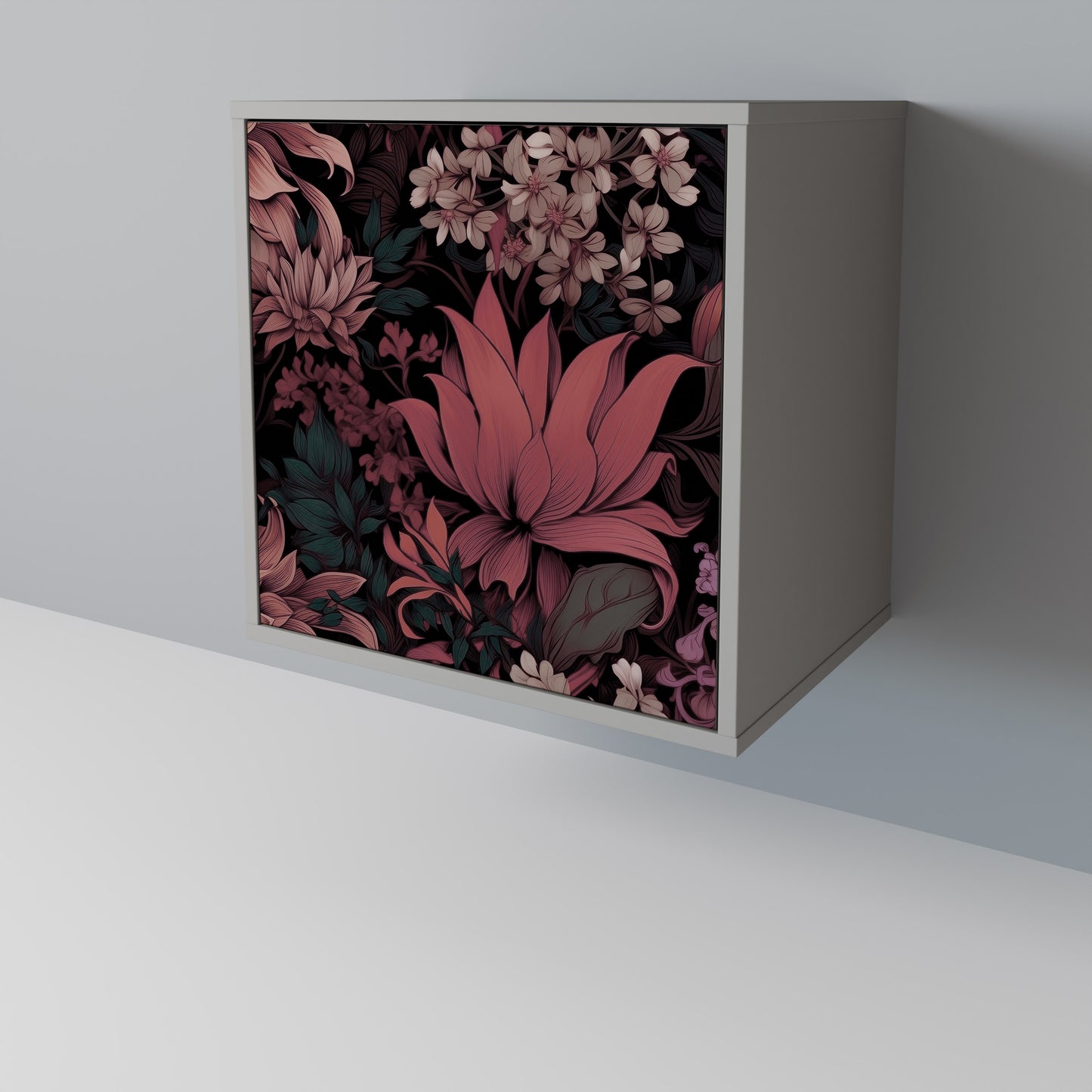 FLORAL WHISPER 1-Door Sideboard in Grey Finish