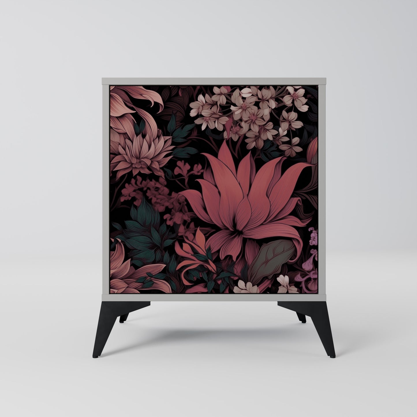 FLORAL WHISPER 1-Door Sideboard in Grey Finish