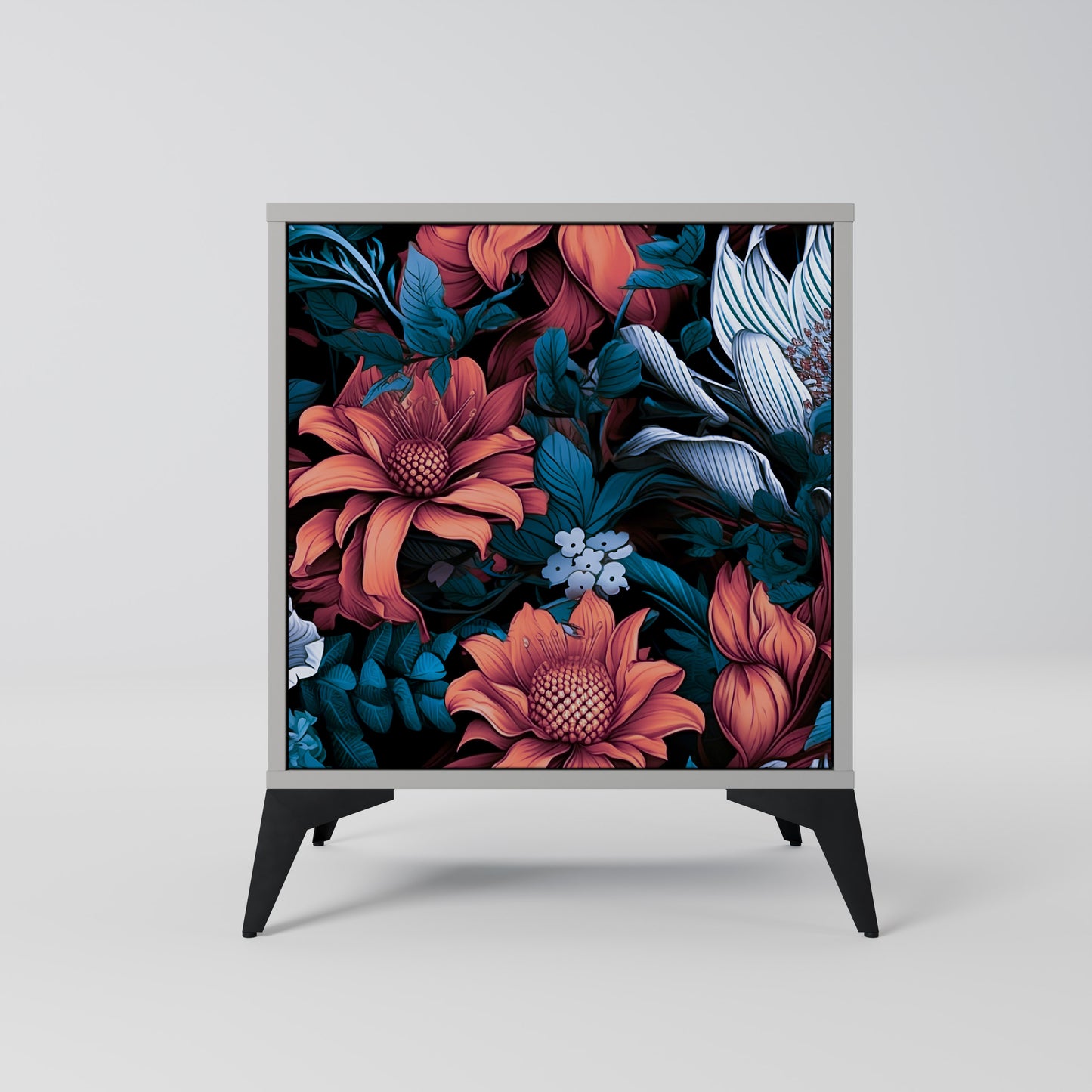 ETHEREAL BLOSSOMS 1-Door Sideboard in Grey Finish