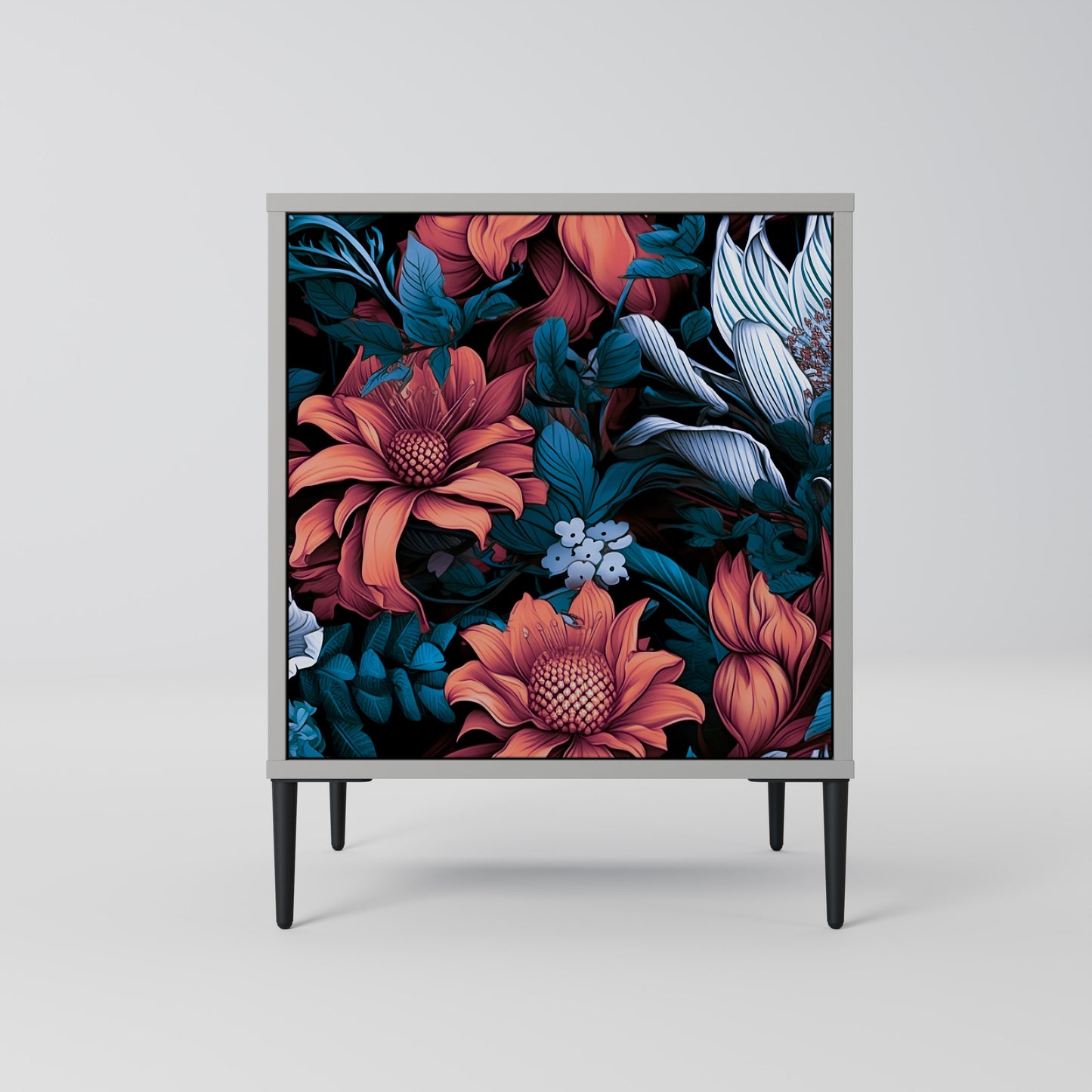 ETHEREAL BLOSSOMS 1-Door Sideboard in Grey Finish