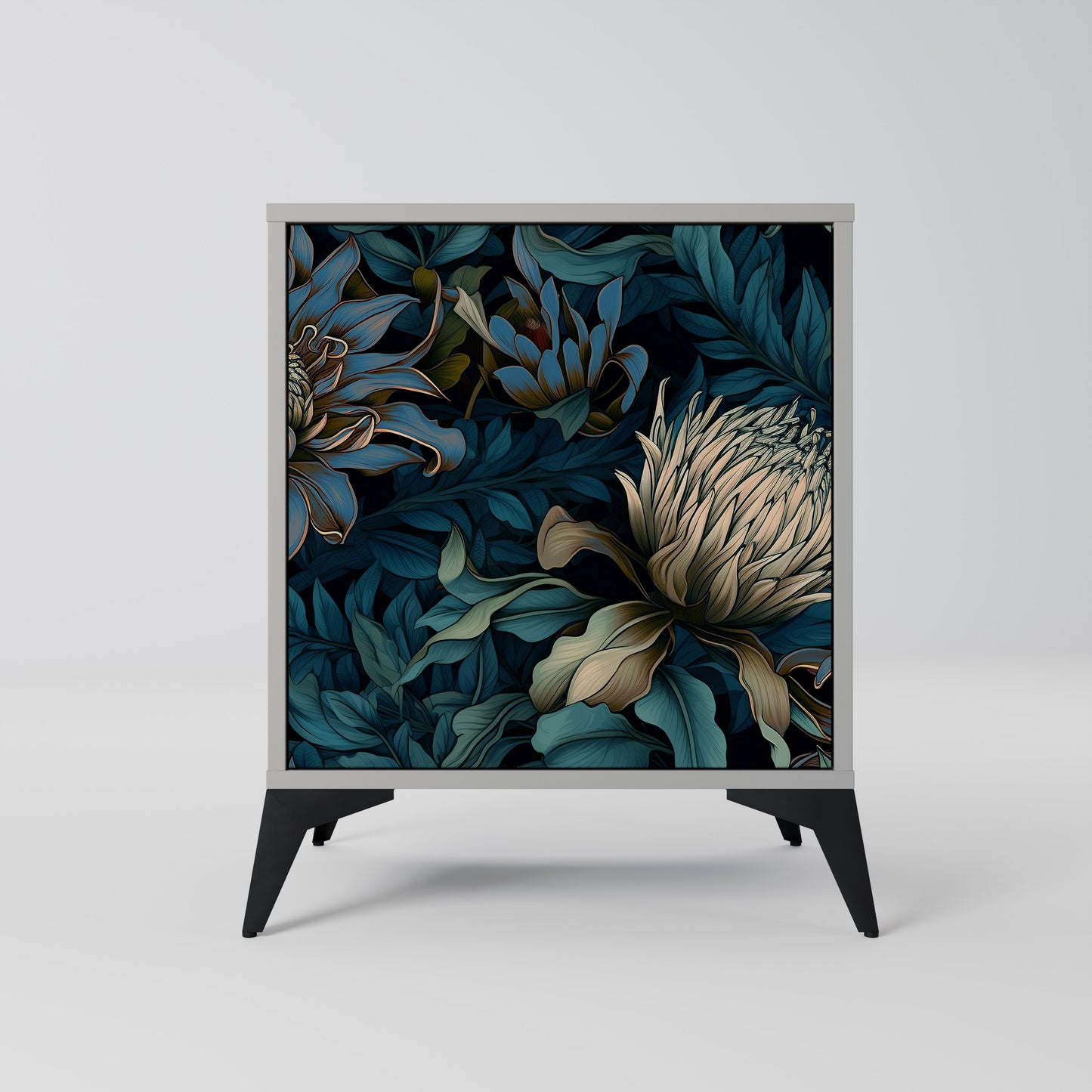 TWILIGHT BLOOM 1-Door Sideboard in Grey Finish