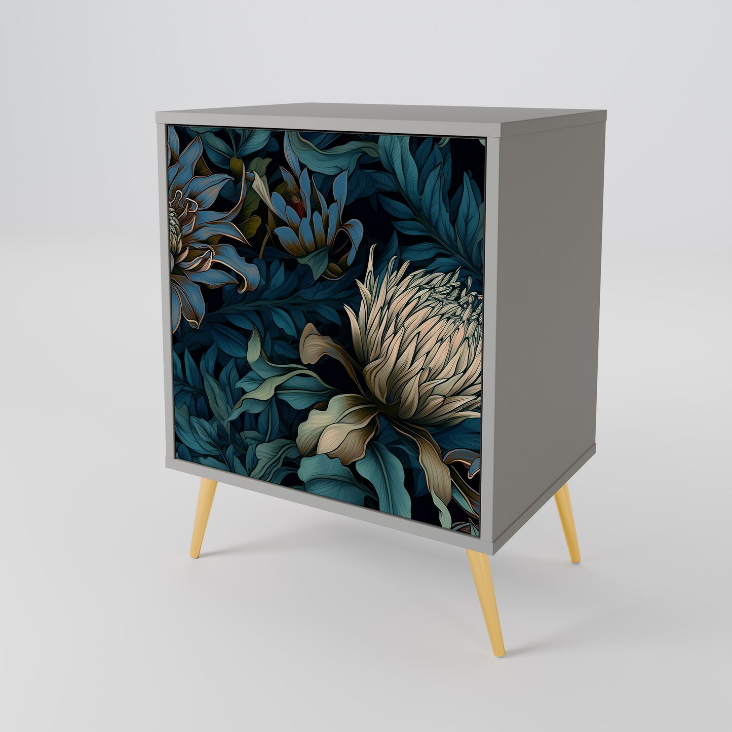 TWILIGHT BLOOM 1-Door Sideboard in Grey Finish