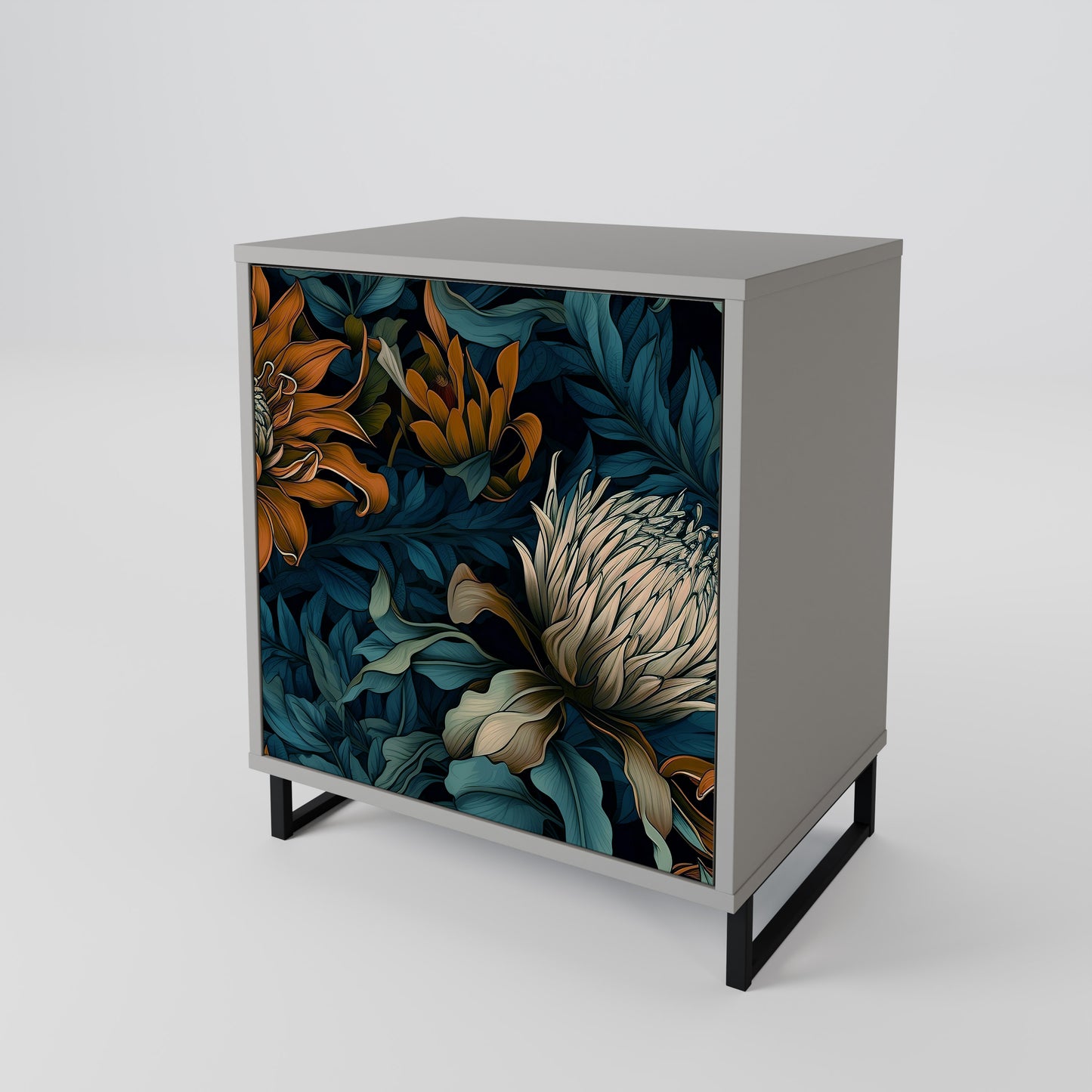 MORNING BLOOM 1-Door Sideboard in Grey Finish