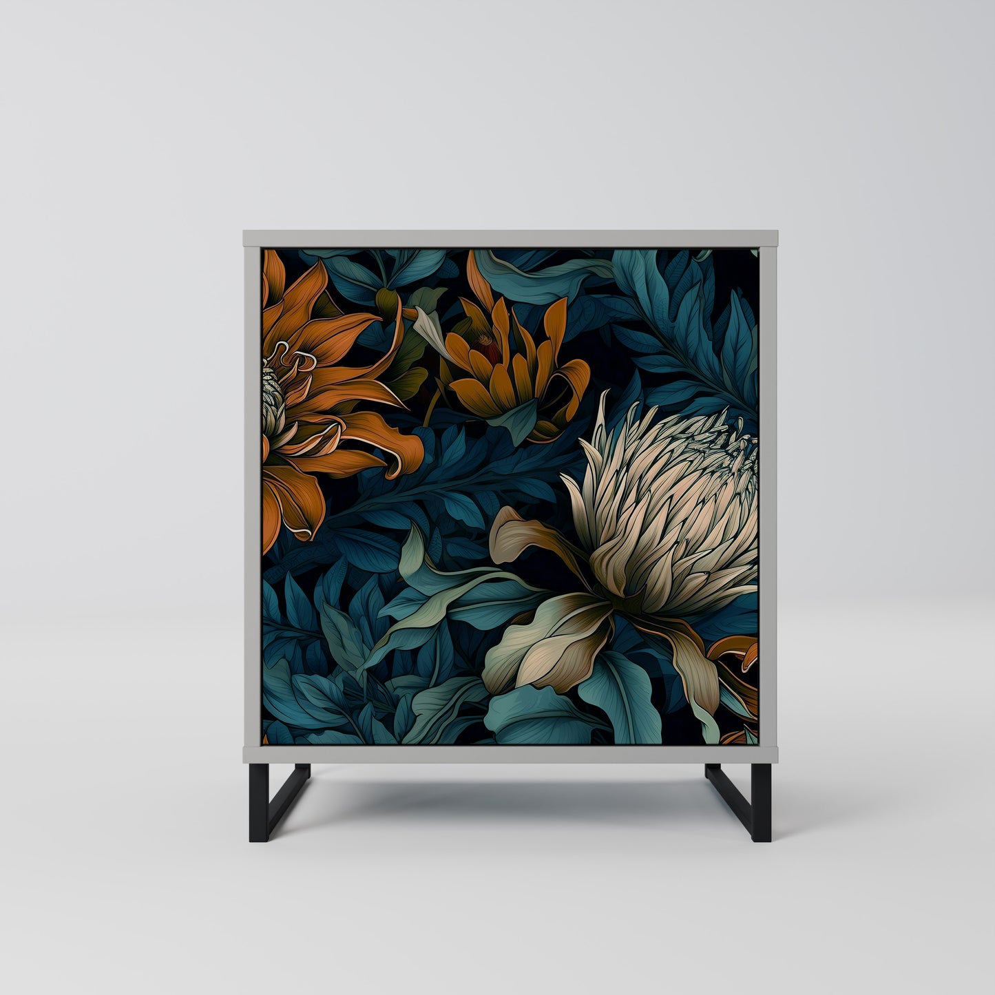 MORNING BLOOM 1-Door Sideboard in Grey Finish