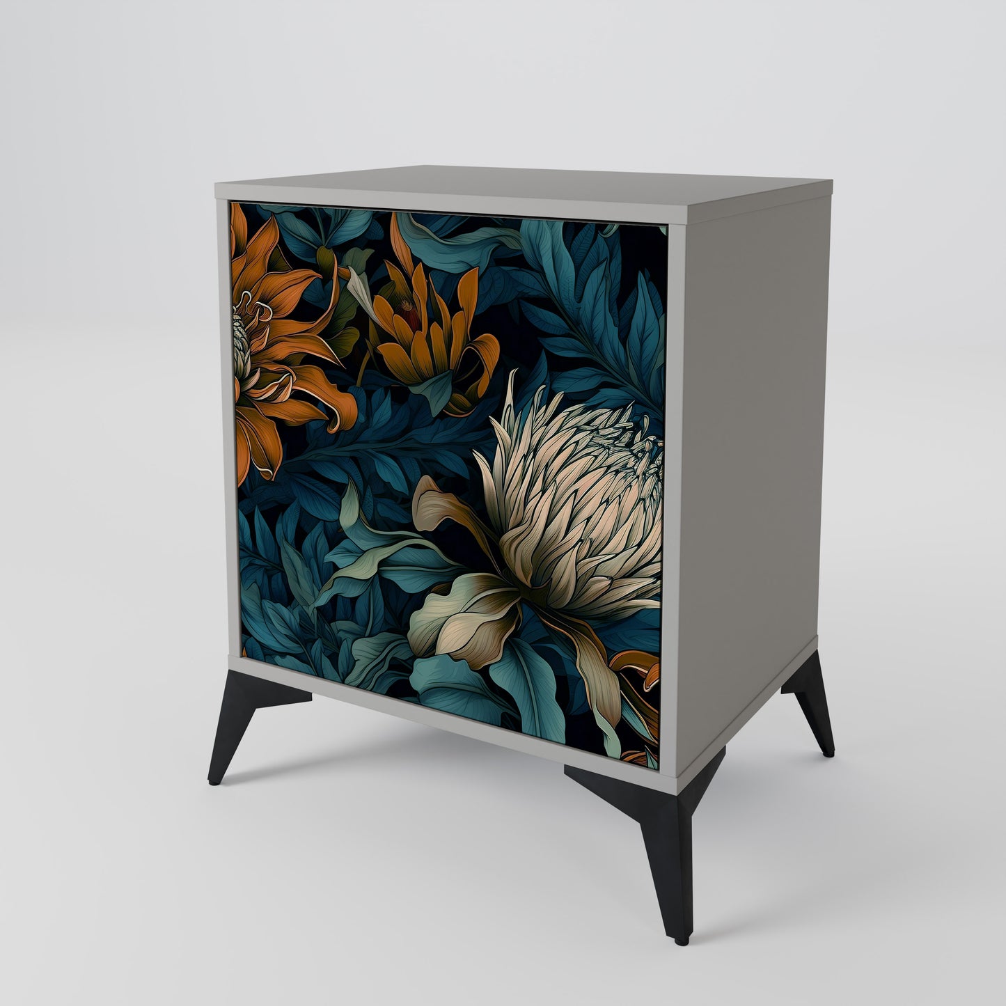 MORNING BLOOM 1-Door Sideboard in Grey Finish