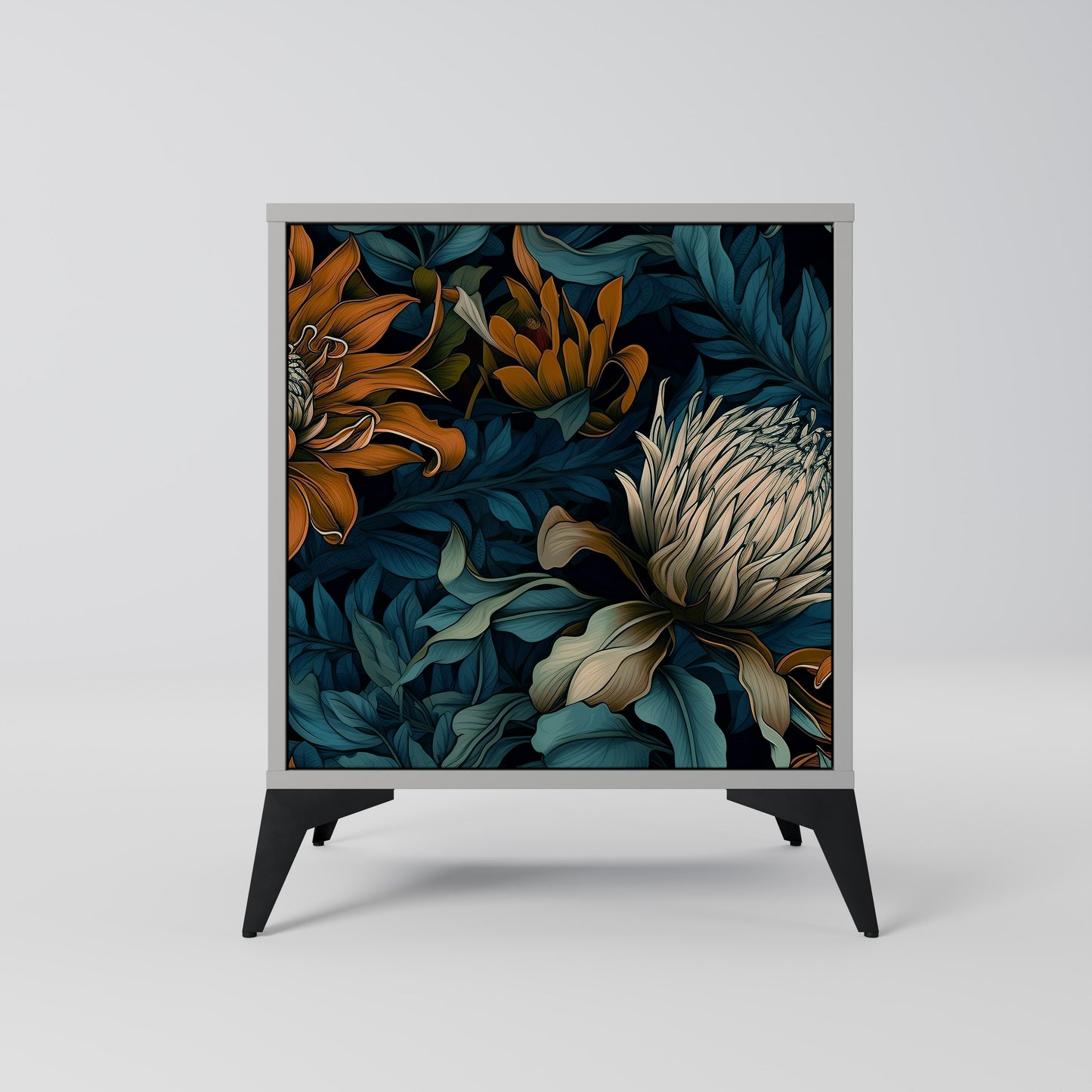 MORNING BLOOM 1-Door Sideboard in Grey Finish