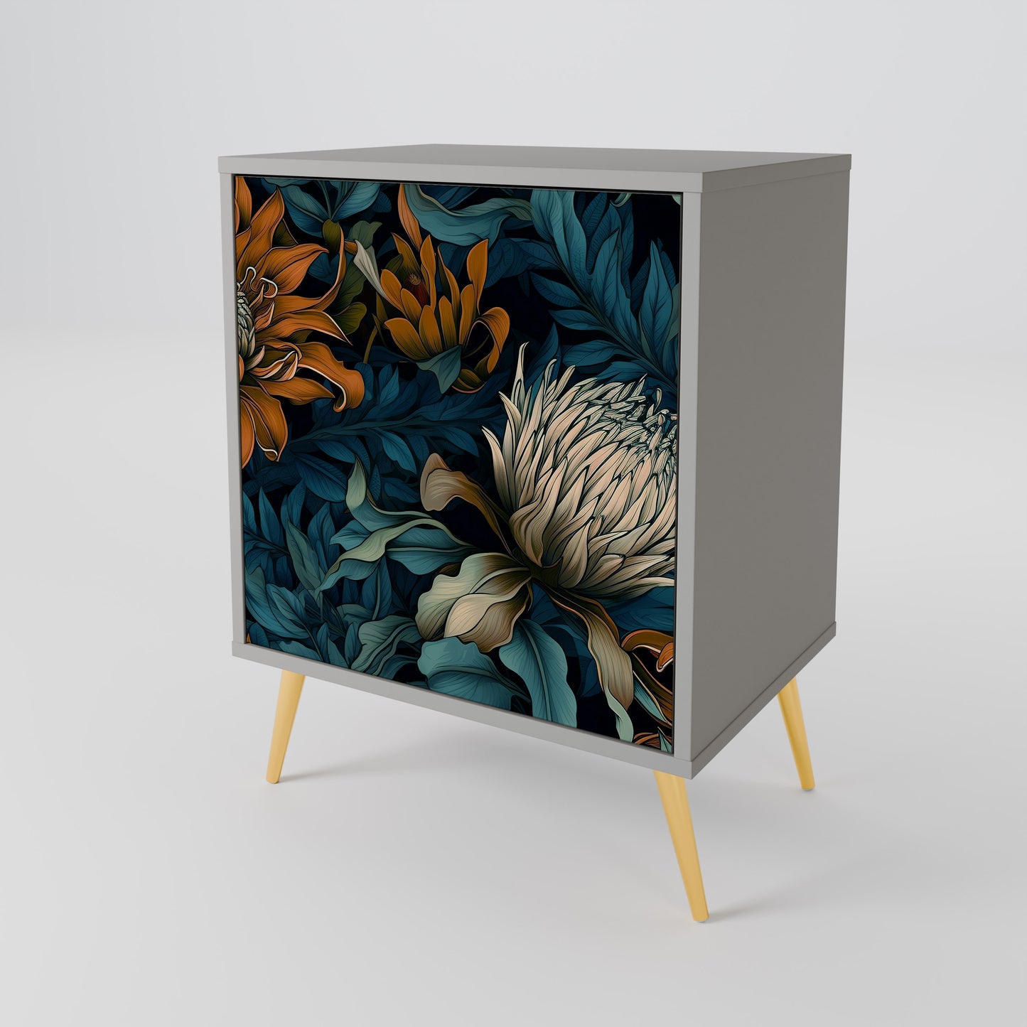 MORNING BLOOM 1-Door Sideboard in Grey Finish