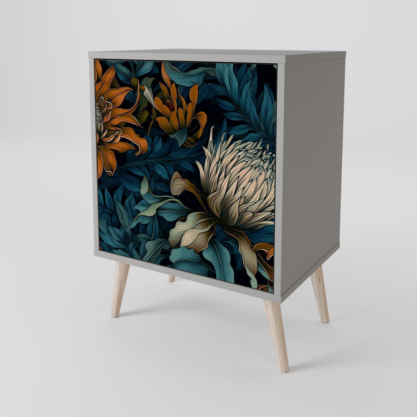 MORNING BLOOM 1-Door Sideboard in Grey Finish
