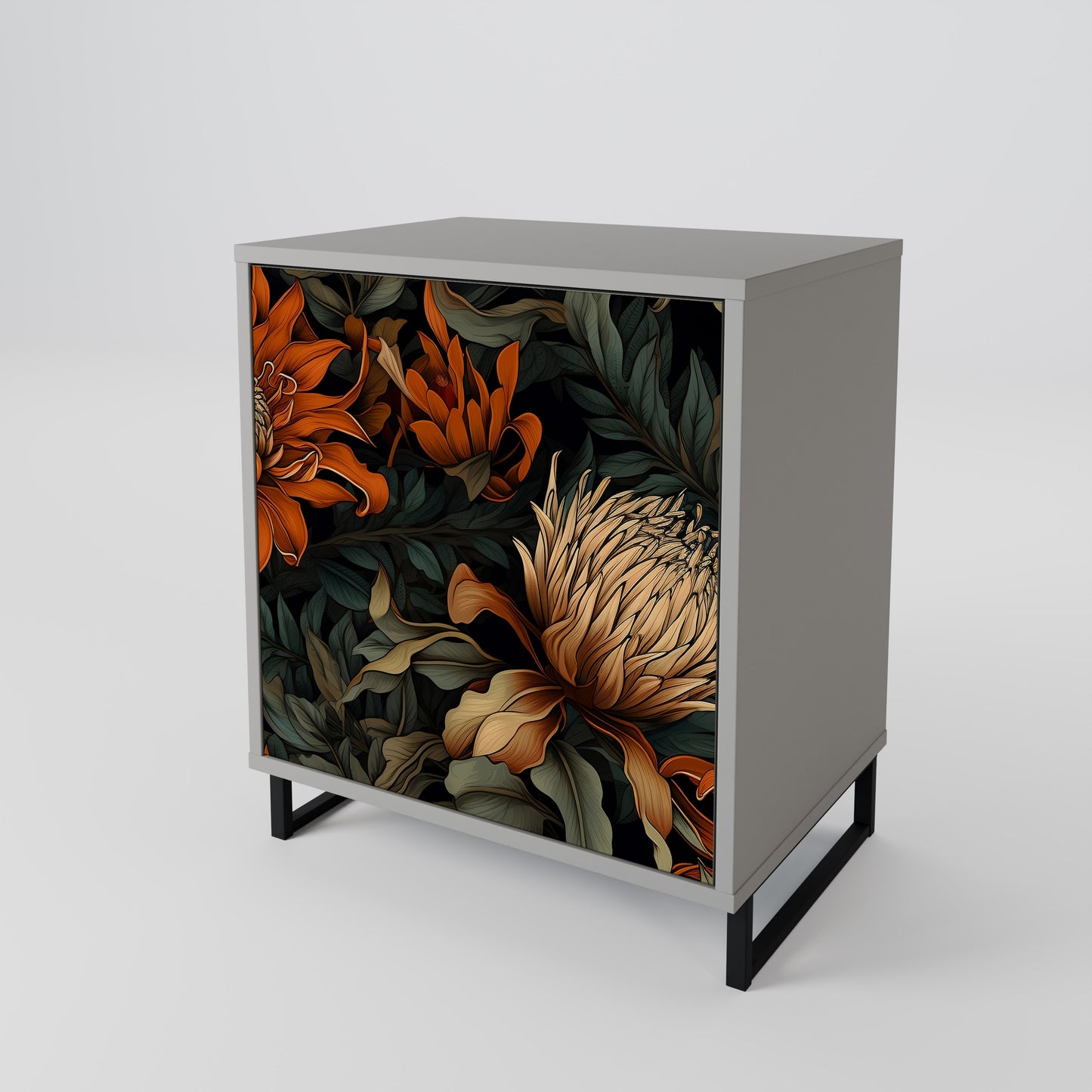 DAWN BLOOM 1-Door Sideboard in Grey Finish