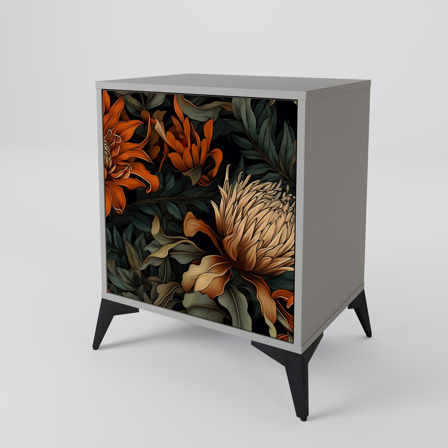 DAWN BLOOM 1-Door Sideboard in Grey Finish