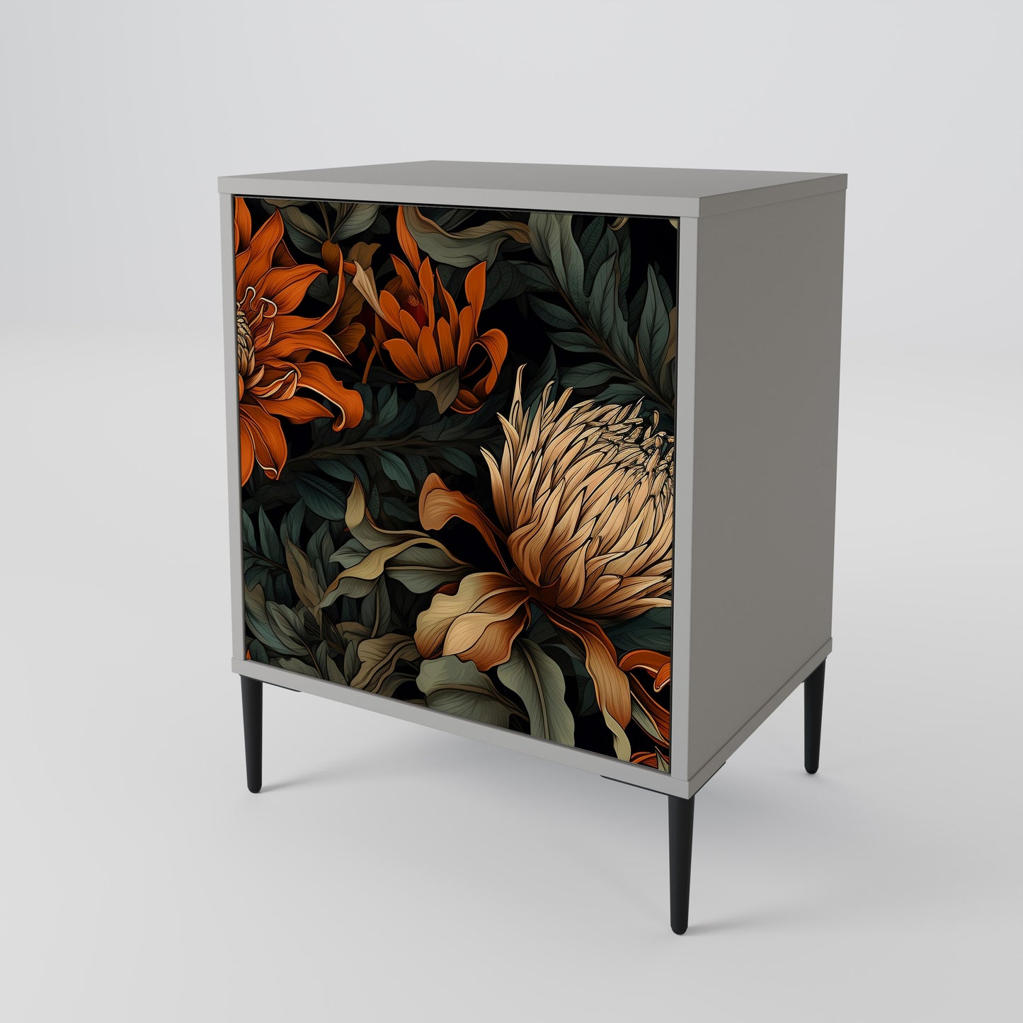 DAWN BLOOM 1-Door Sideboard in Grey Finish