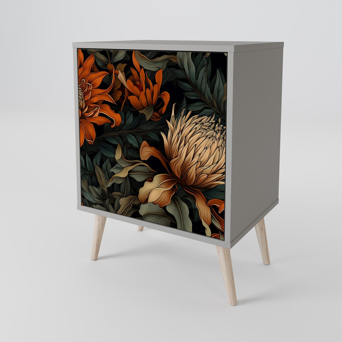 DAWN BLOOM 1-Door Sideboard in Grey Finish