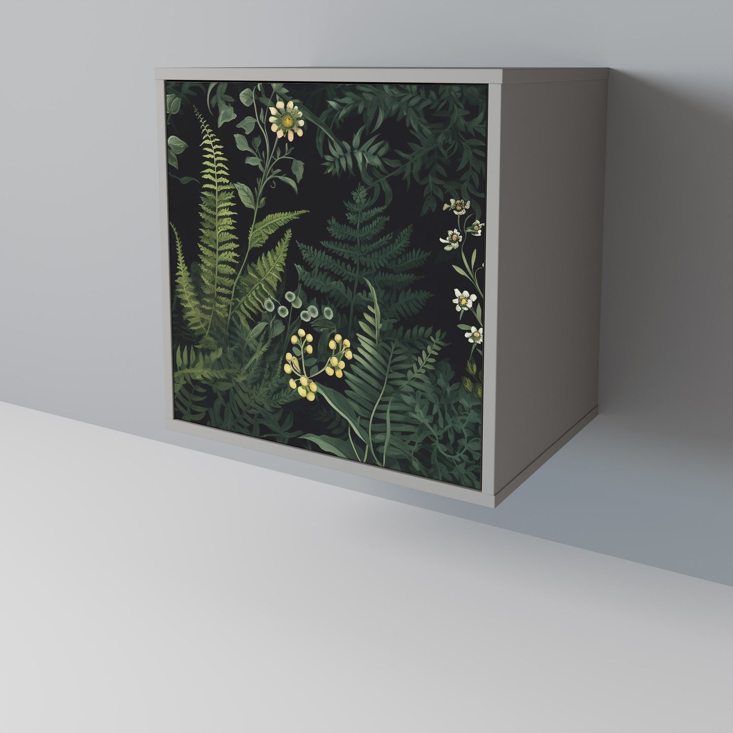FERN FLOWERS 1-Door Sideboard in Grey Finish
