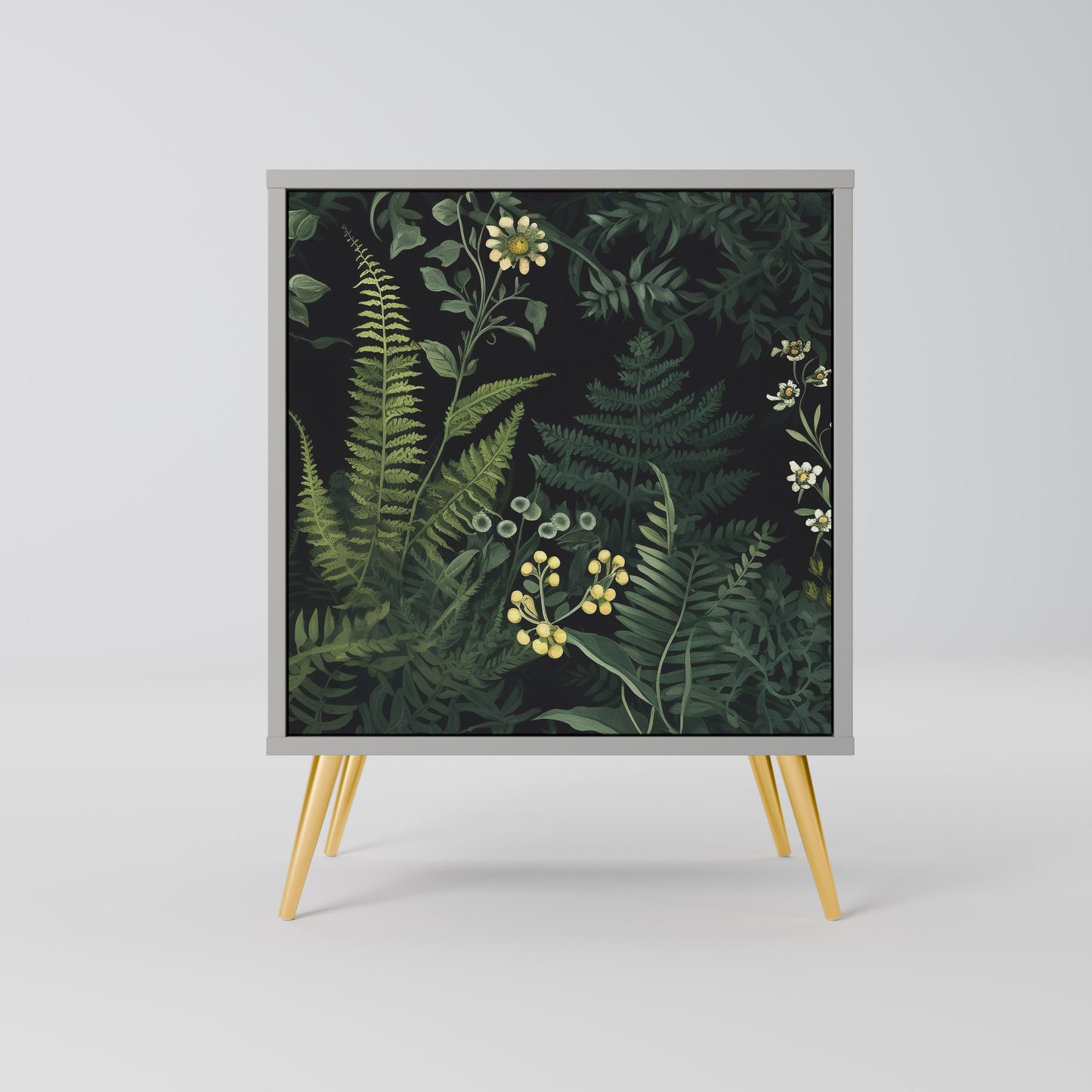 FERN FLOWERS 1-Door Sideboard in Grey Finish