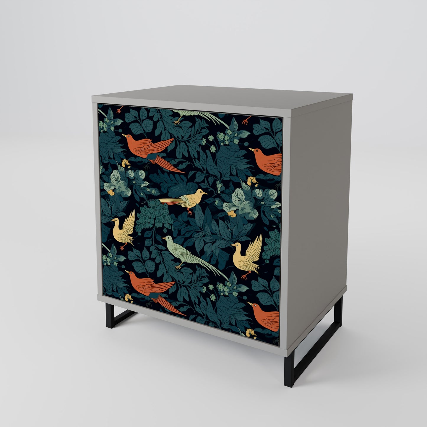 FOWL ORNAMENT 1-Door Sideboard in Grey Finish
