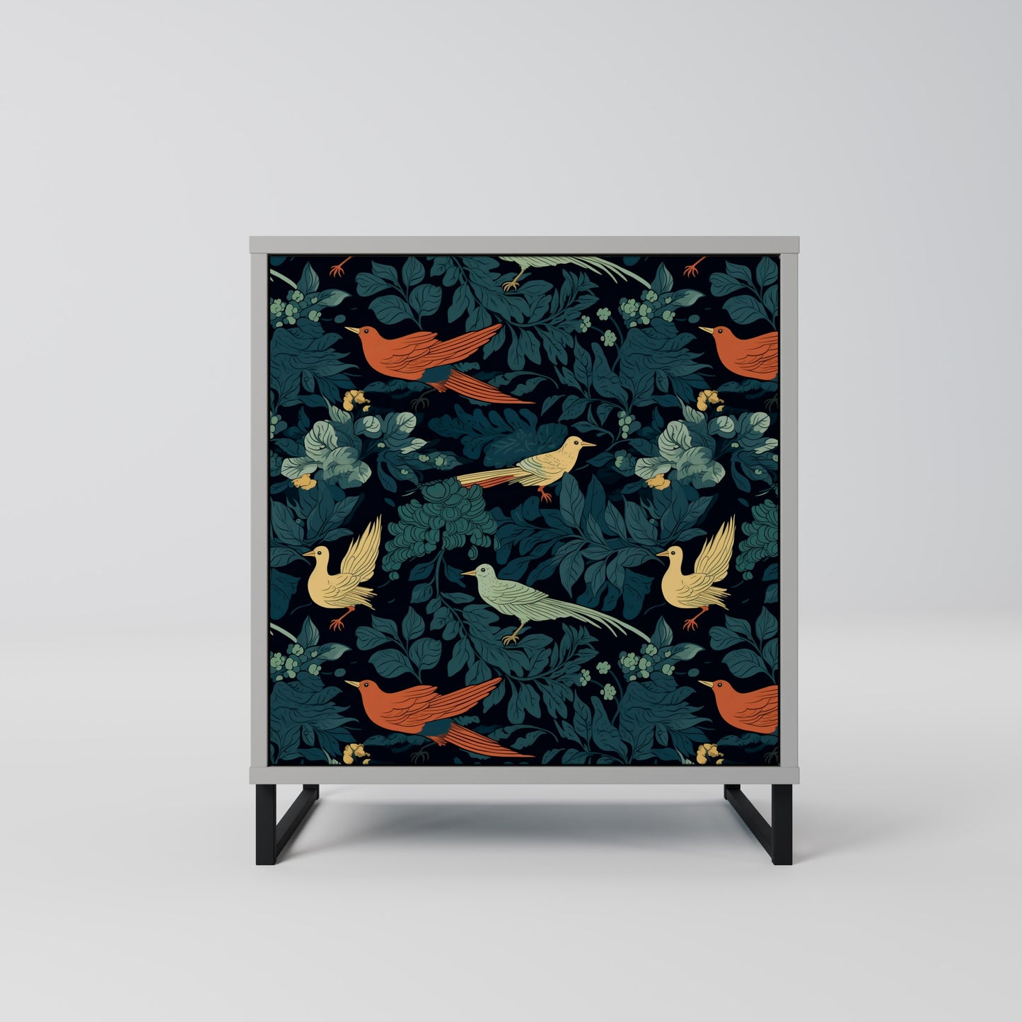 FOWL ORNAMENT 1-Door Sideboard in Grey Finish