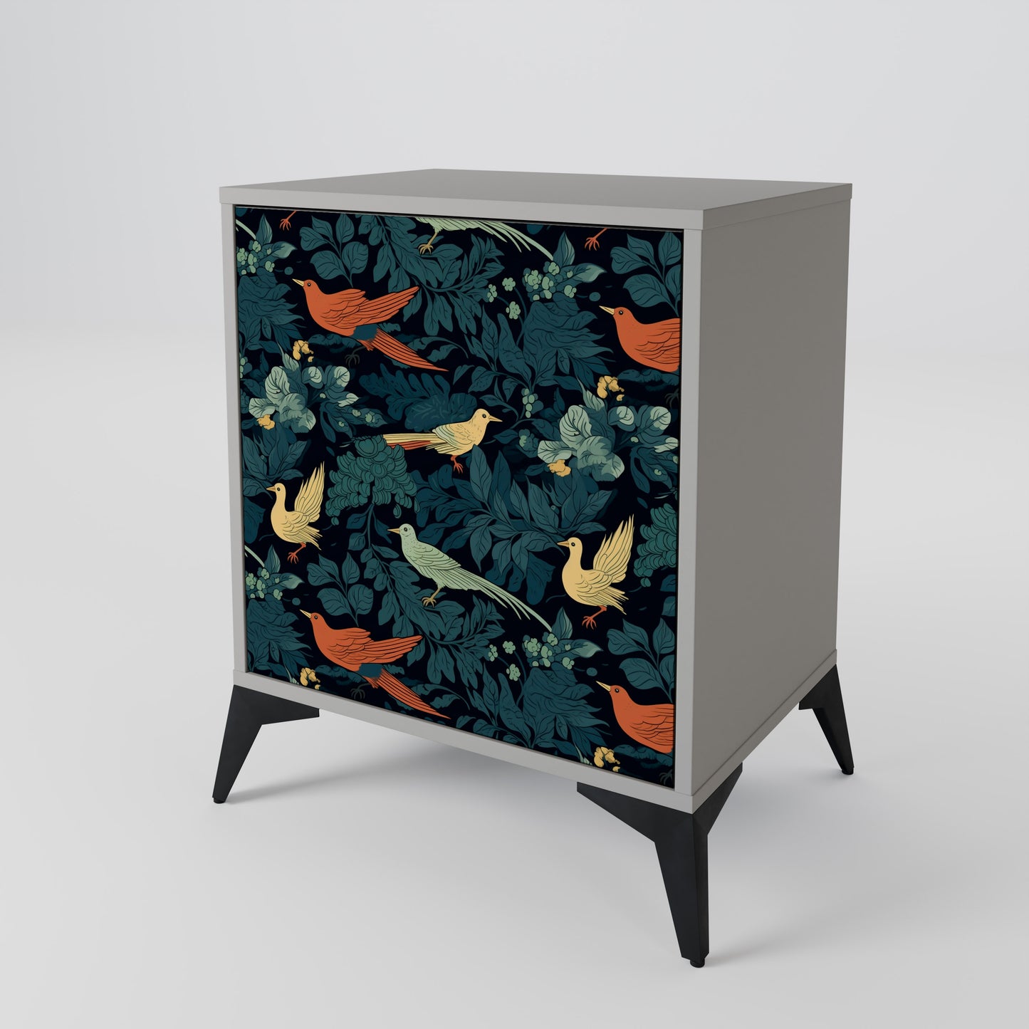 FOWL ORNAMENT 1-Door Sideboard in Grey Finish