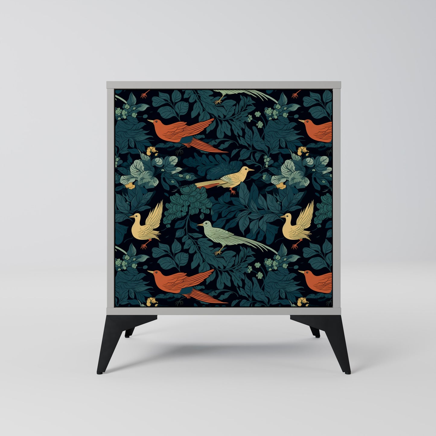 FOWL ORNAMENT 1-Door Sideboard in Grey Finish