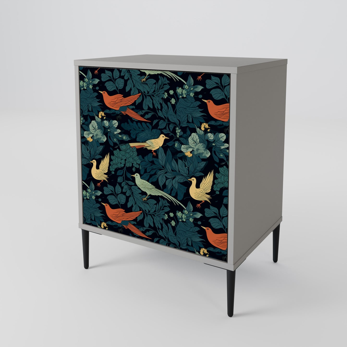 FOWL ORNAMENT 1-Door Sideboard in Grey Finish